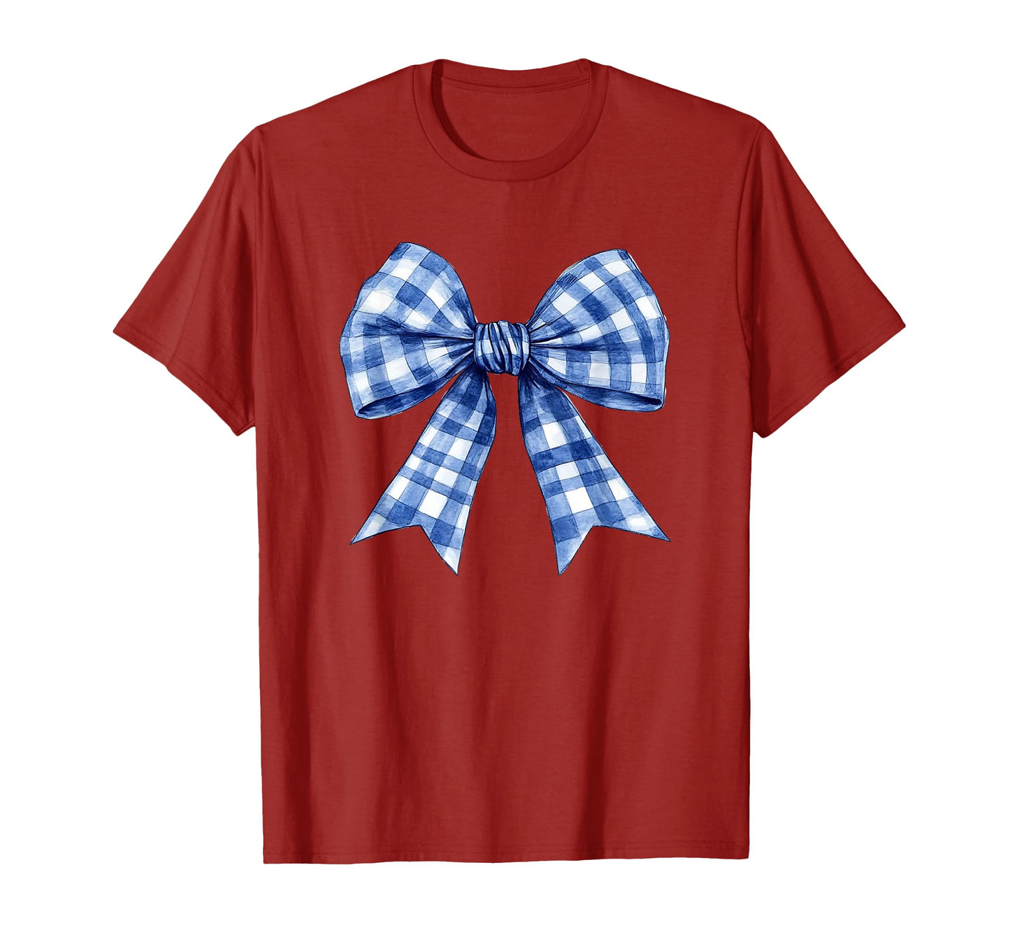 Blue Gingham Coquette Bow Trendy Retro Plaid Cute for Women T-Shirt