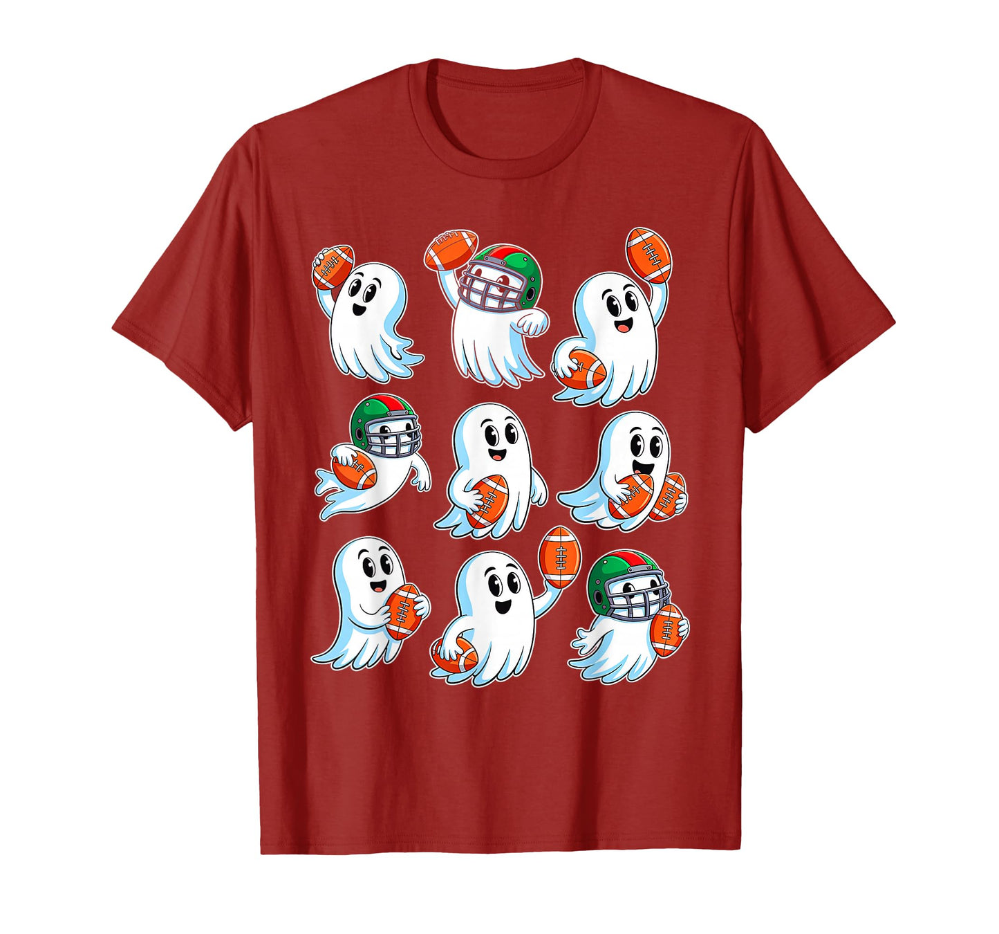 Boo Ghost Halloween Football Happy Halloween Football Lover T-Shirt