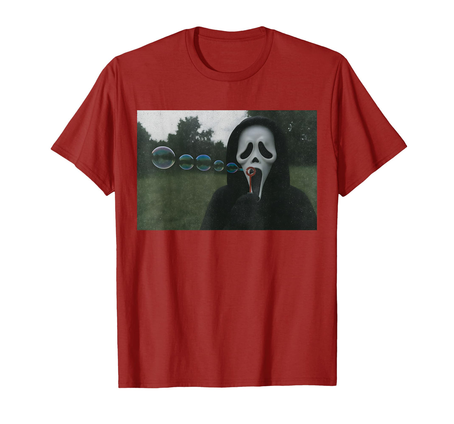 Scary Face Blowing Bubbles Funny Horror Halloween Meme T-Shirt