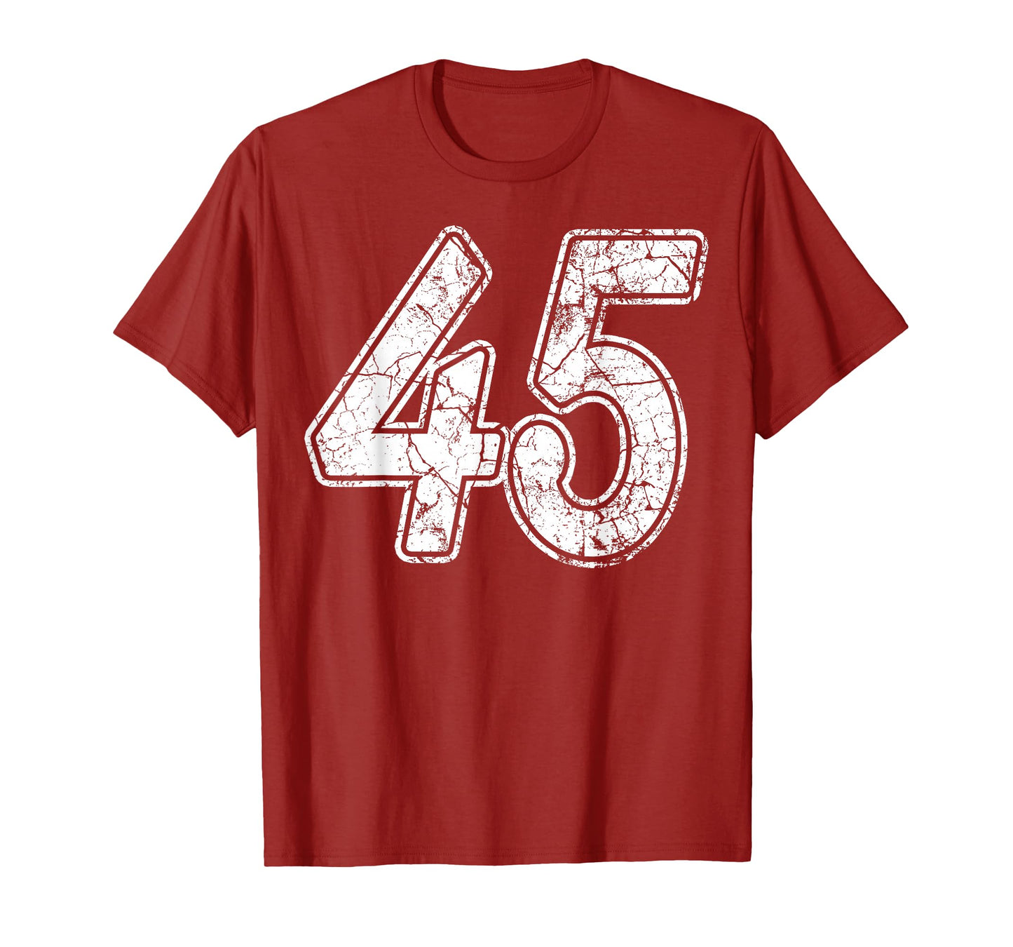 Distressed White Script Number 45 Jersey Player Uniform #45 T-Shirt