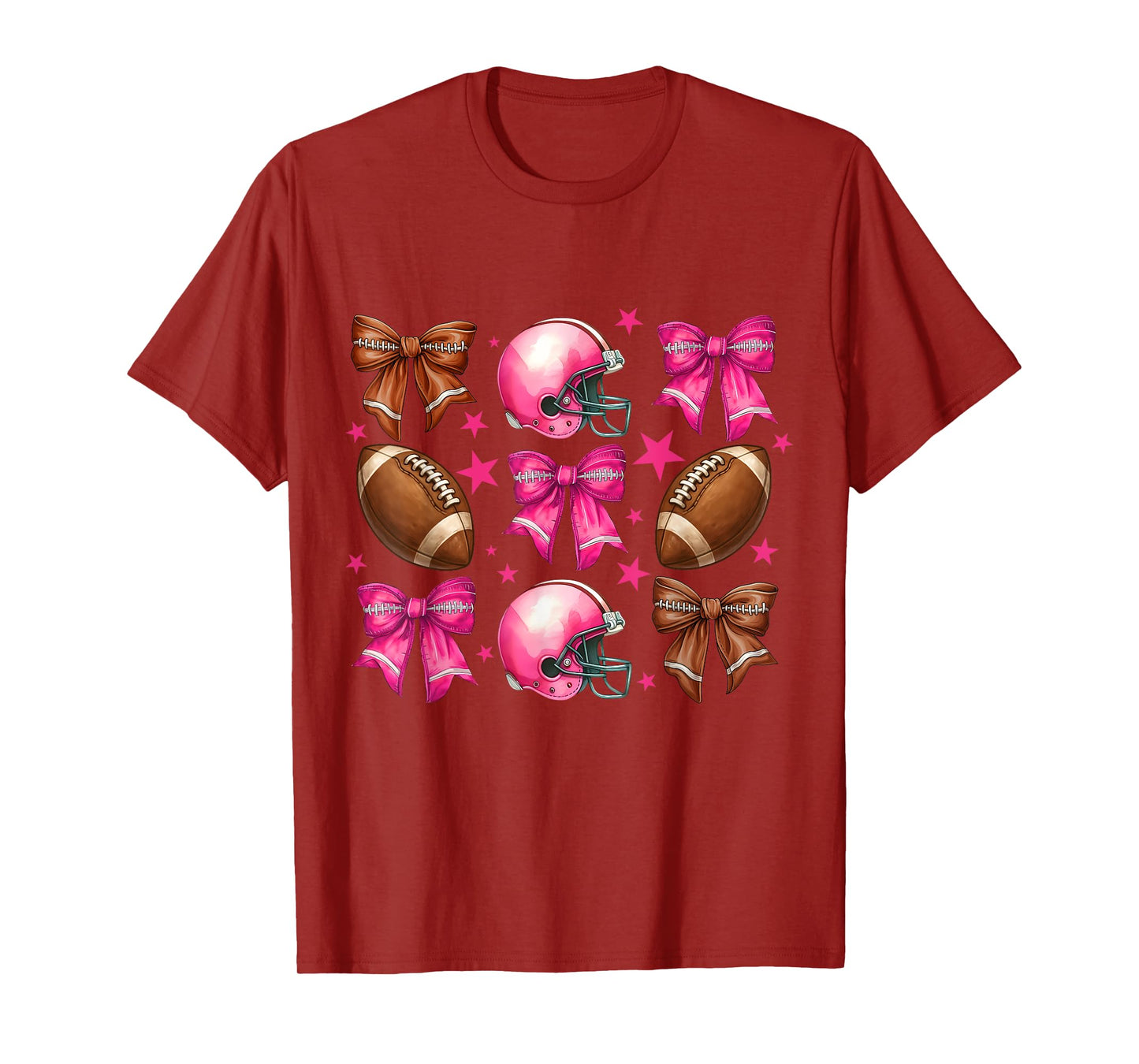 Coquette Bow Football Lover Game Day Football Women Girls T-Shirt