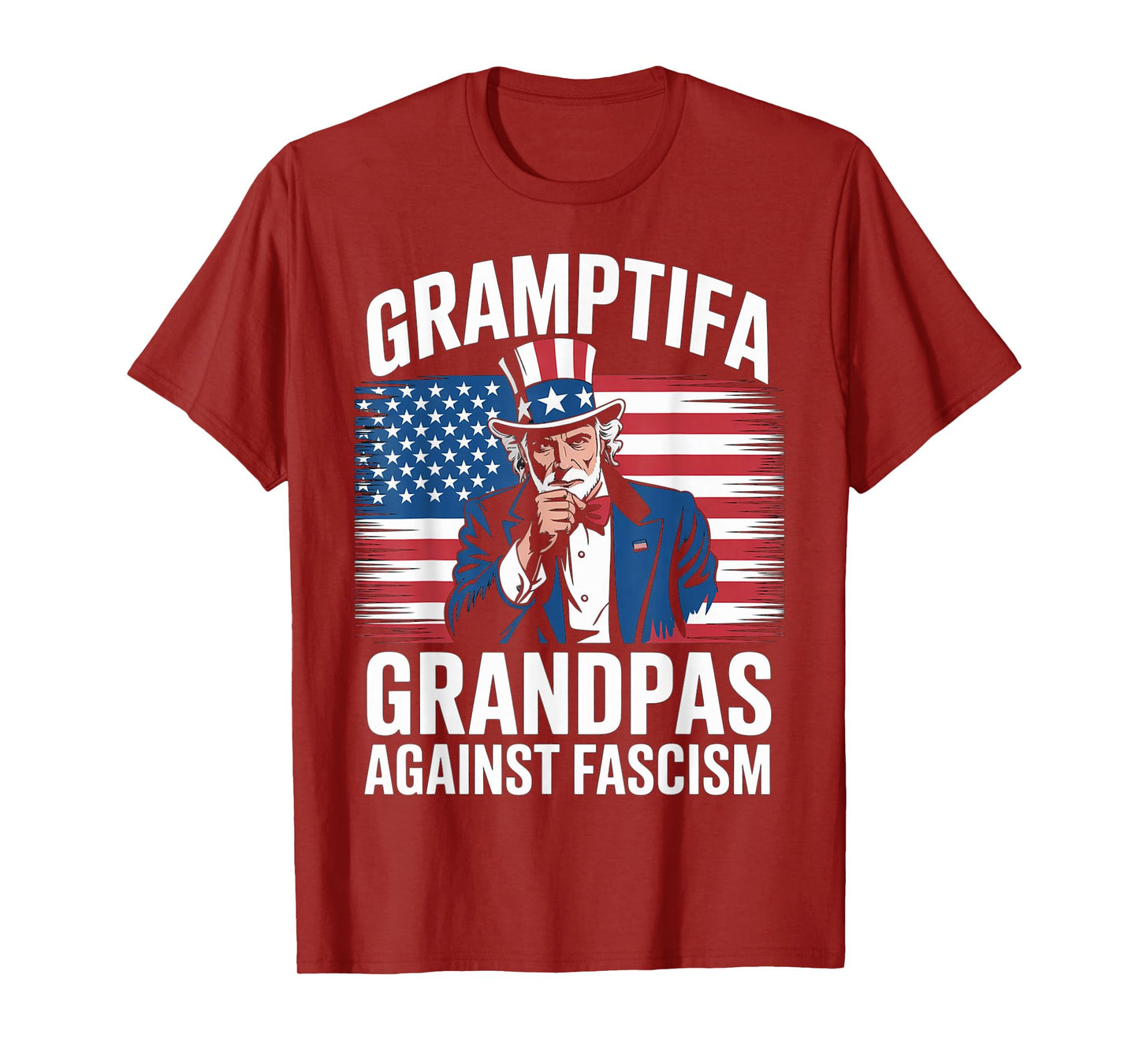 Gramptifa Grandpa Against Fascism Flag Resist No Kings Papa T-Shirt