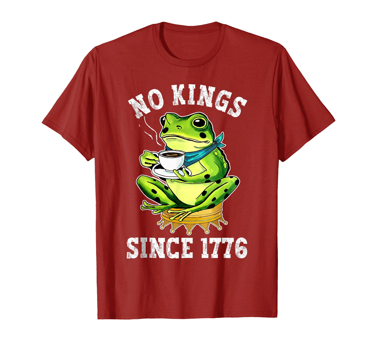 No Kings Since 1776 Portland Frog Kicking Crown Retro T-Shirt