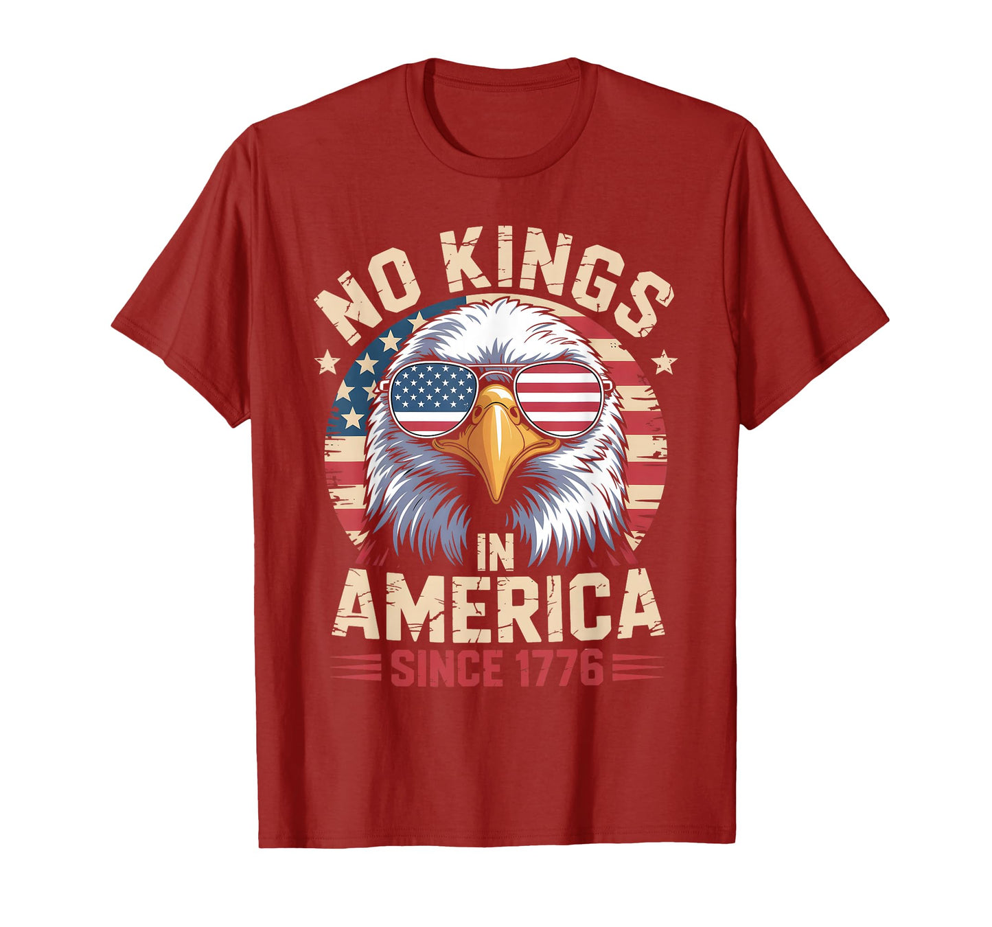 No Kings in America Since 1776, Patriotic Eagle Sunglasses T-Shirt