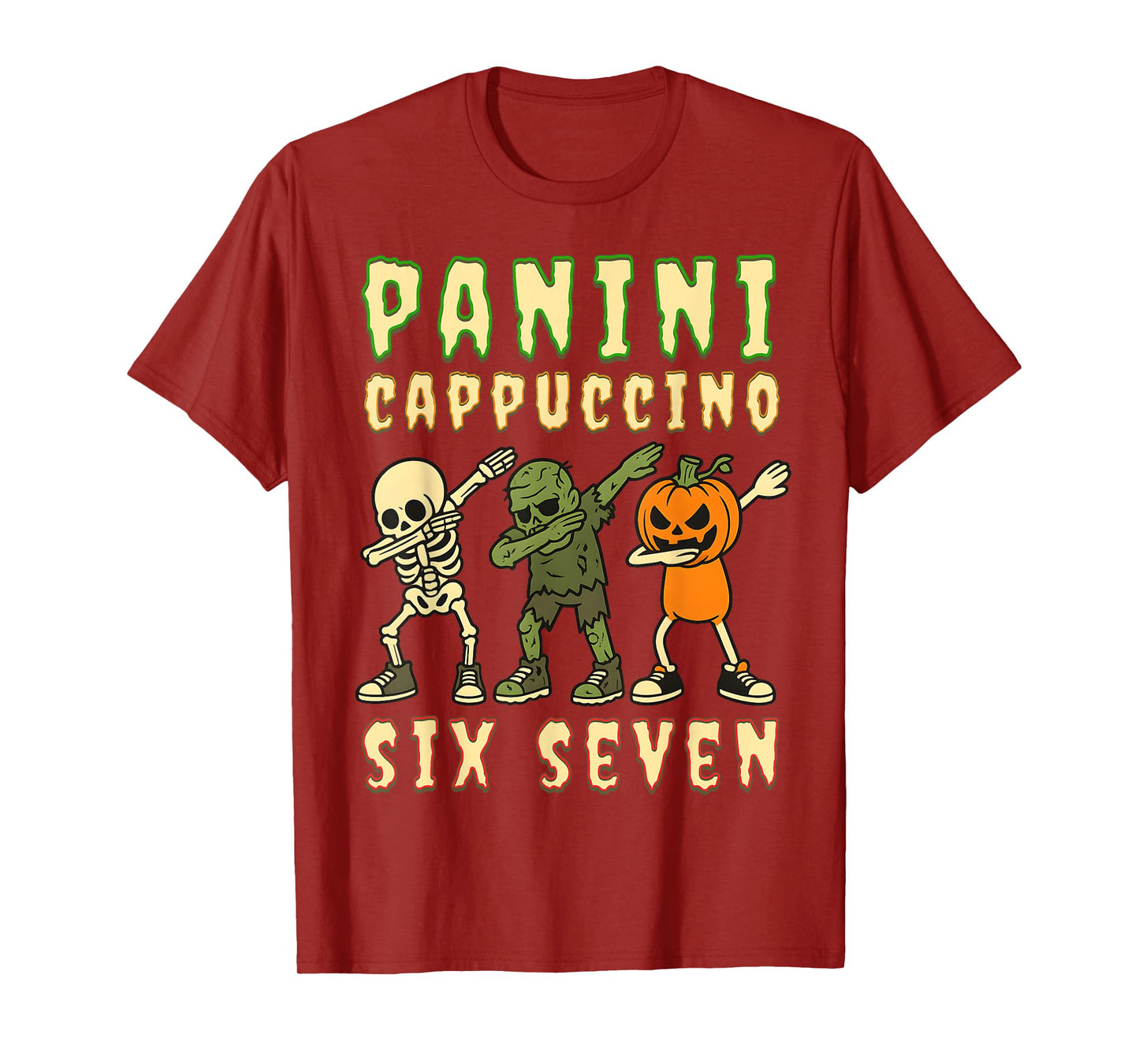 Italian Brainrot Halloween Panini Cappuccino Six Seven Meme T-Shirt