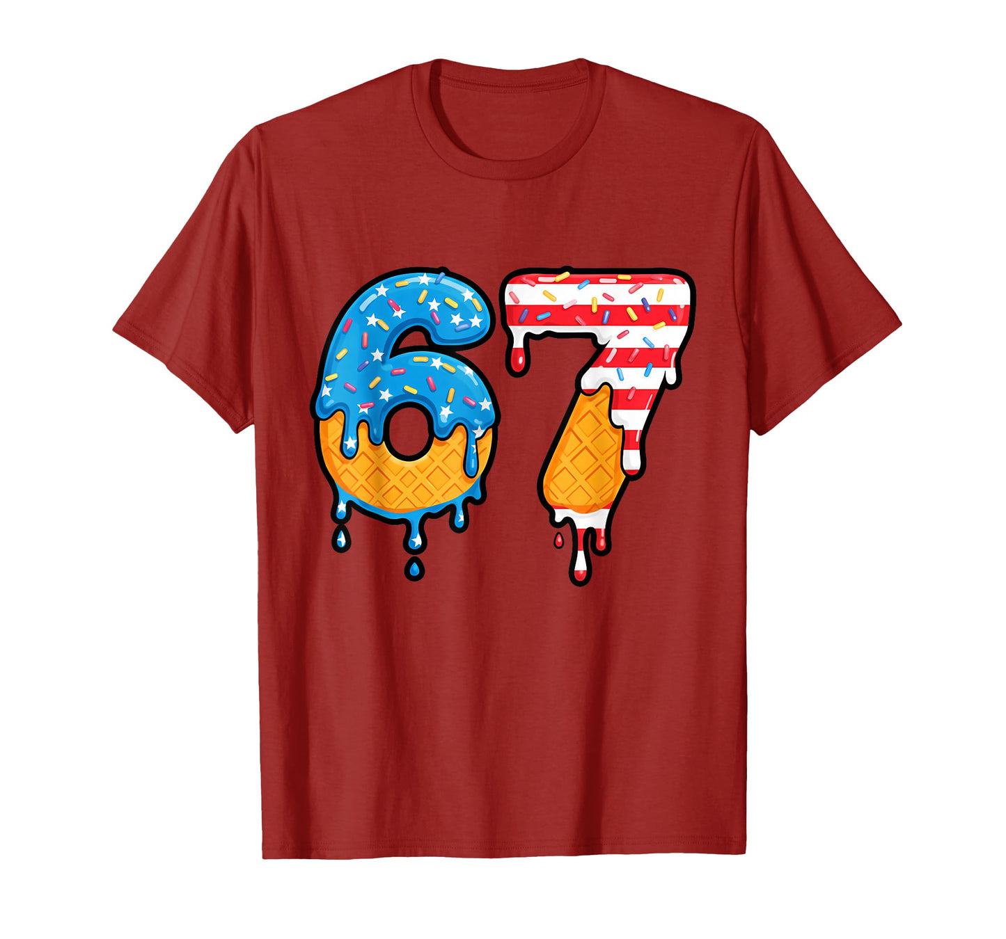 Mason 67 Ice Cream Drip Meme Six Seven USA Flag Funny T-Shirt