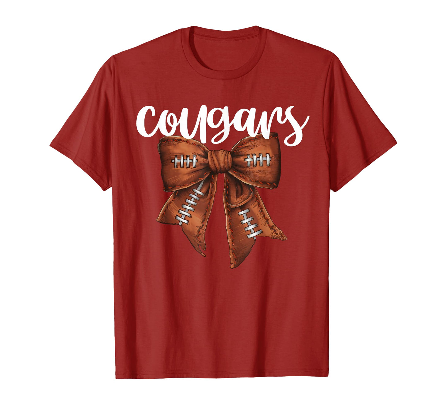 Cougars Football Bow School Spirit Team Mascot Game Night T-Shirt