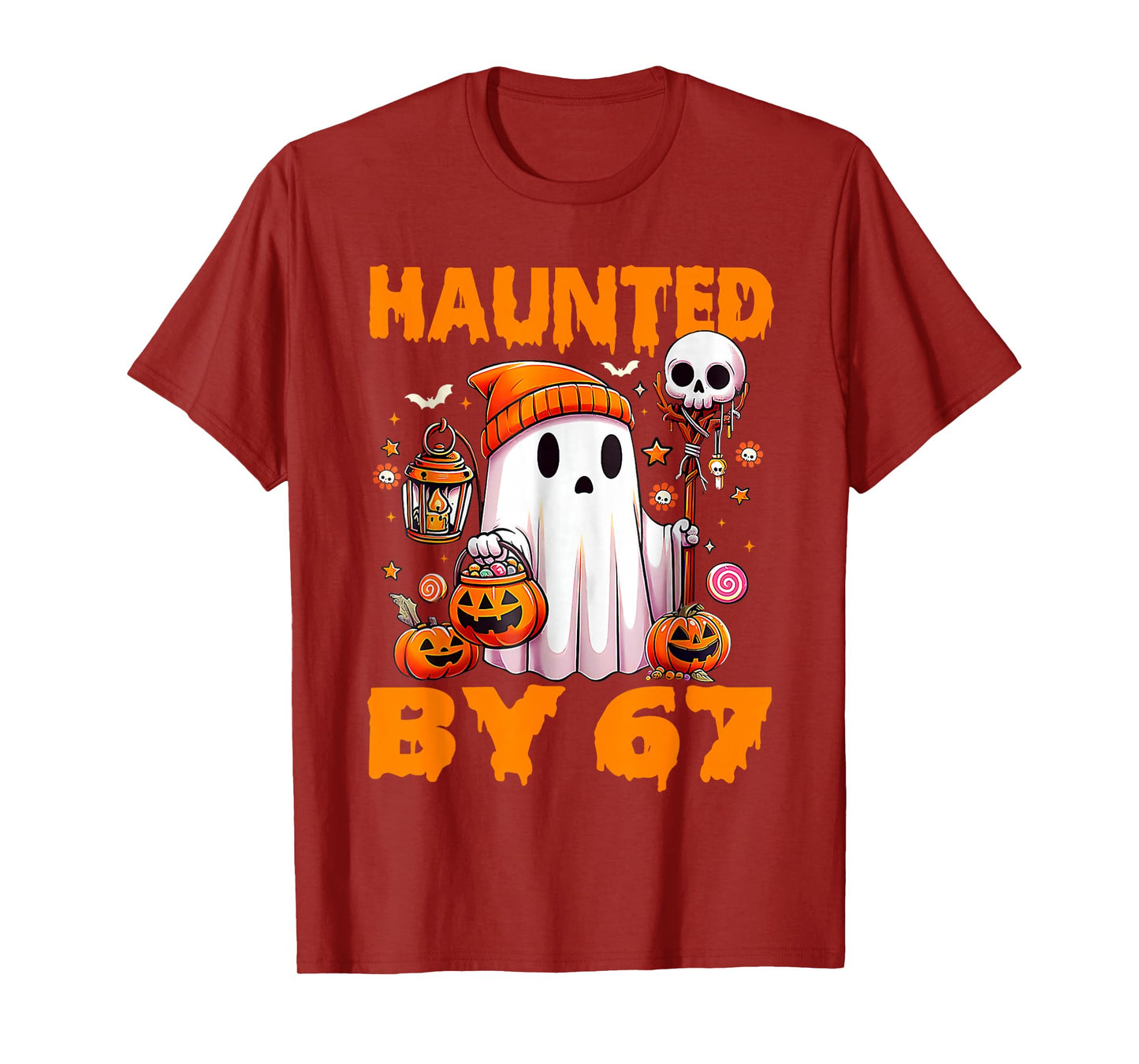 Haunted by 67 Meme Saying 6 7 Six Seven Boo Ghost Halloween T-Shirt