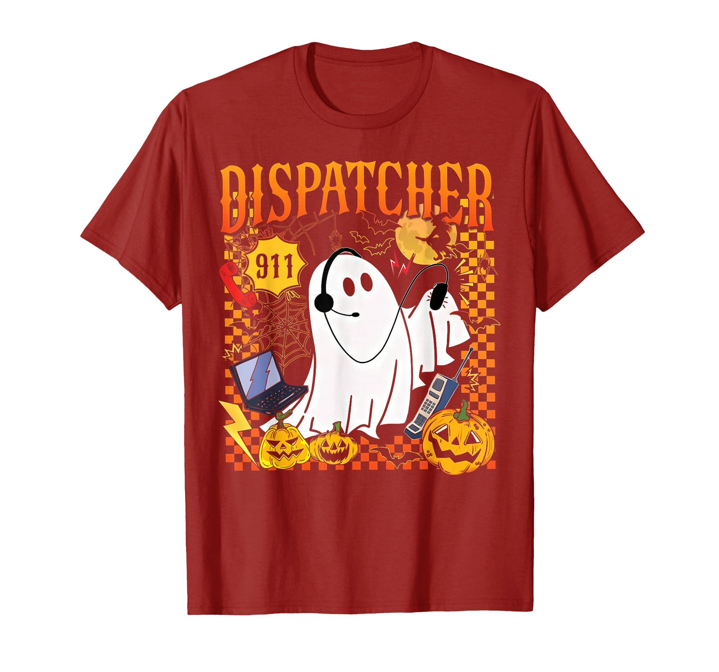 Groovy Spooky 911 Dispatcher Ghost Halloween Police Dispatch T-Shirt
