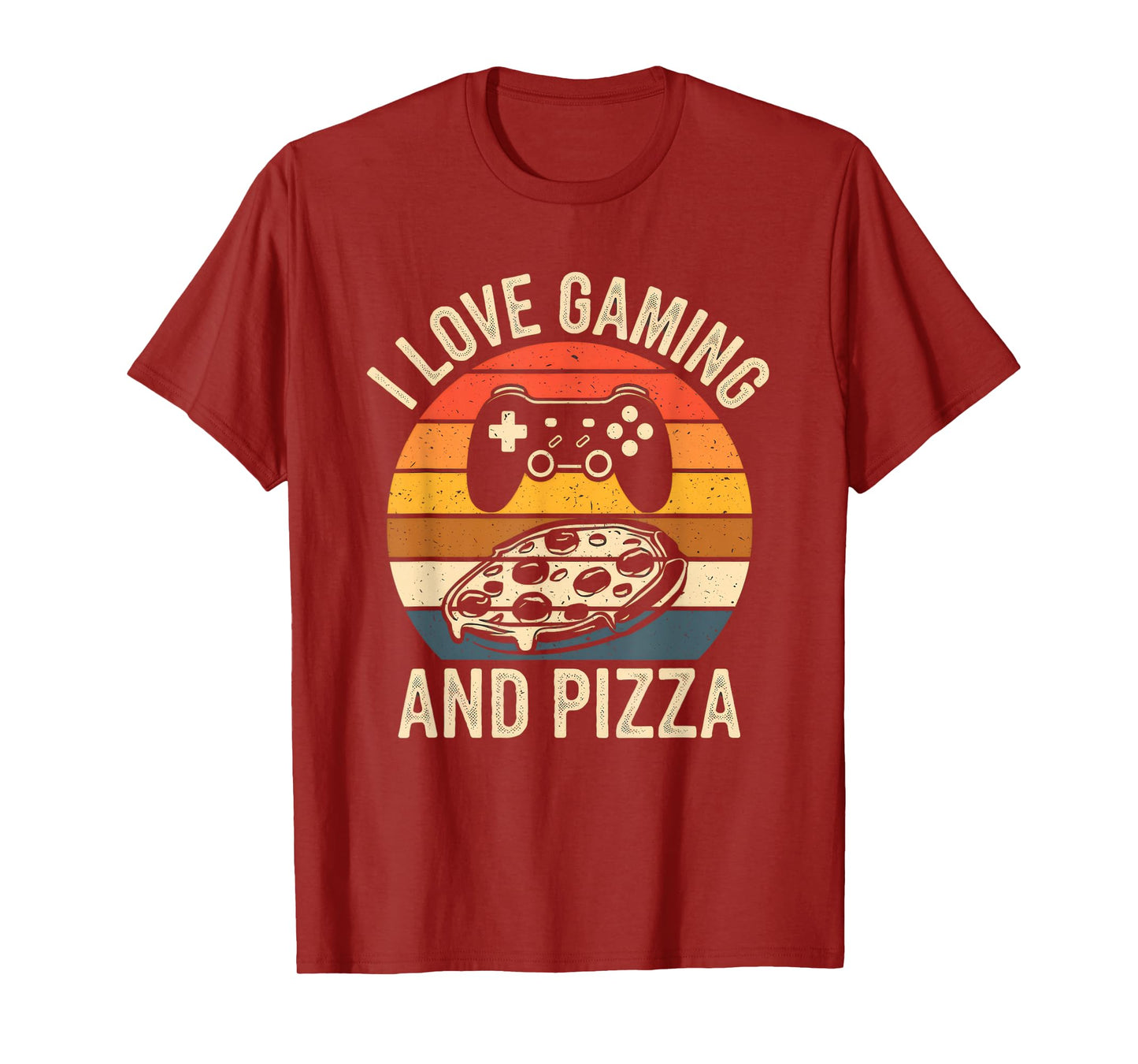 I Love Gaming And Pizza Vintage Funny Retro Pizza Gamer T-Shirt