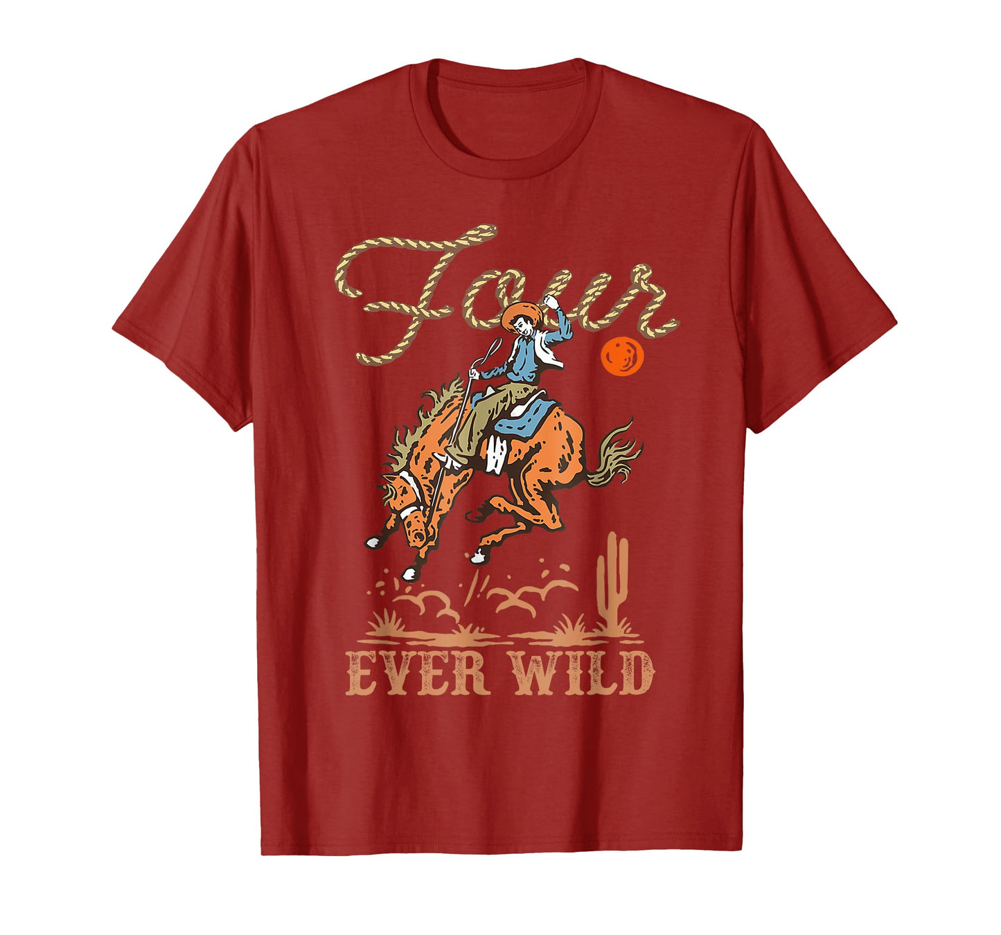 Kids Western Rodeo 4th Birthday Boy Four Ever Wild Cowboy T-Shirt