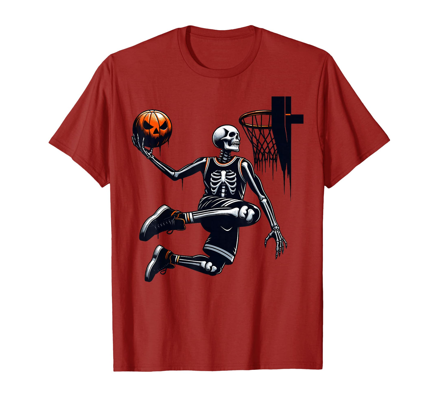 Skeleton Basketball Player Men Boys Scary for Halloween T-Shirt