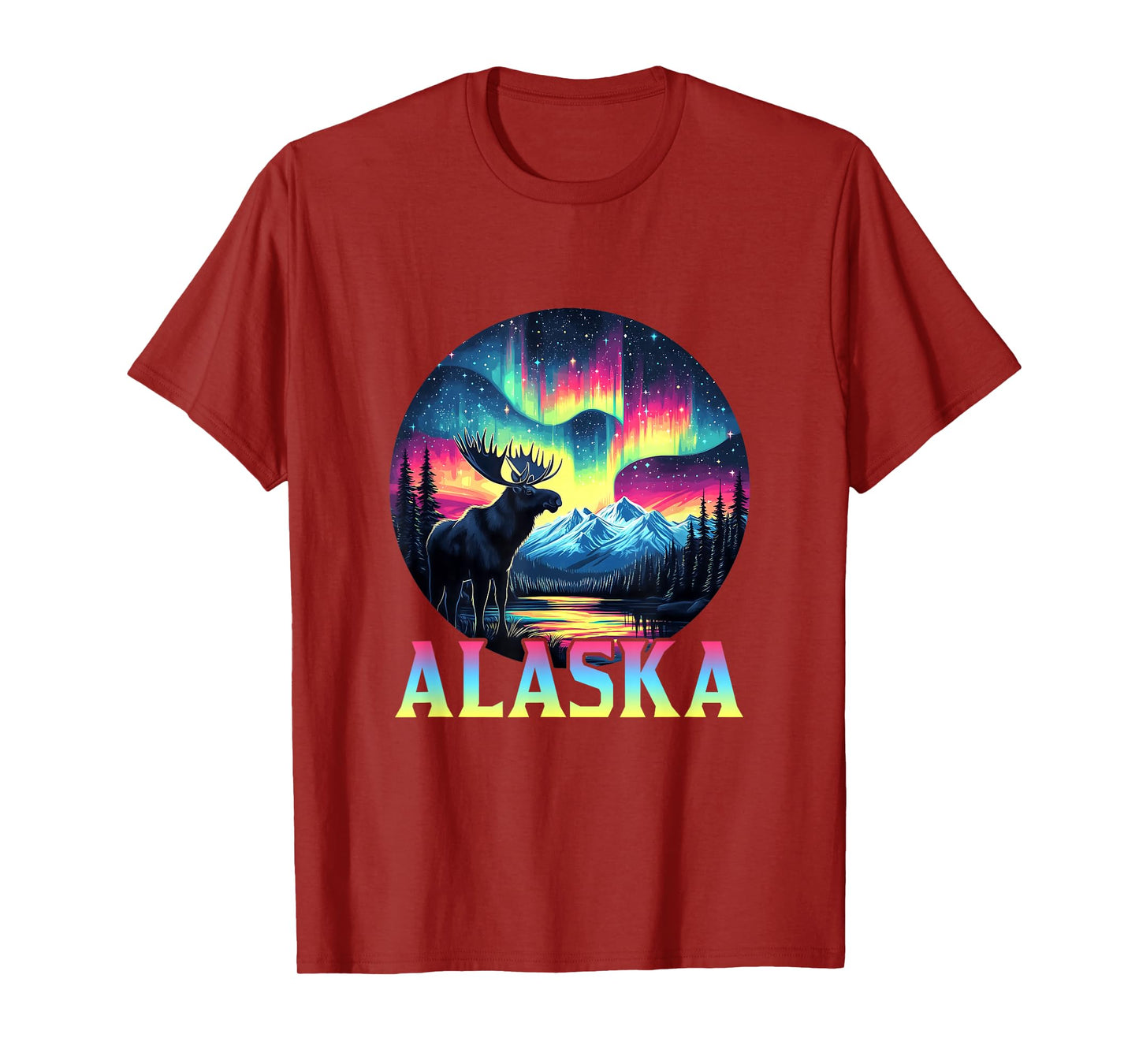 Alaska Northern Lights Aurora Viewing Alaska Vacation Moose T-Shirt