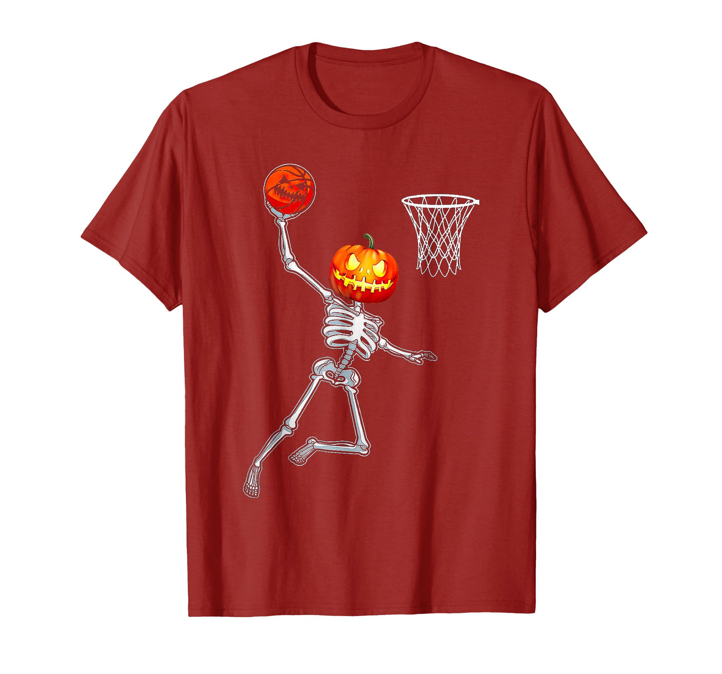 Pumpkin Skeleton Playing Basketball Halloween T-Shirt