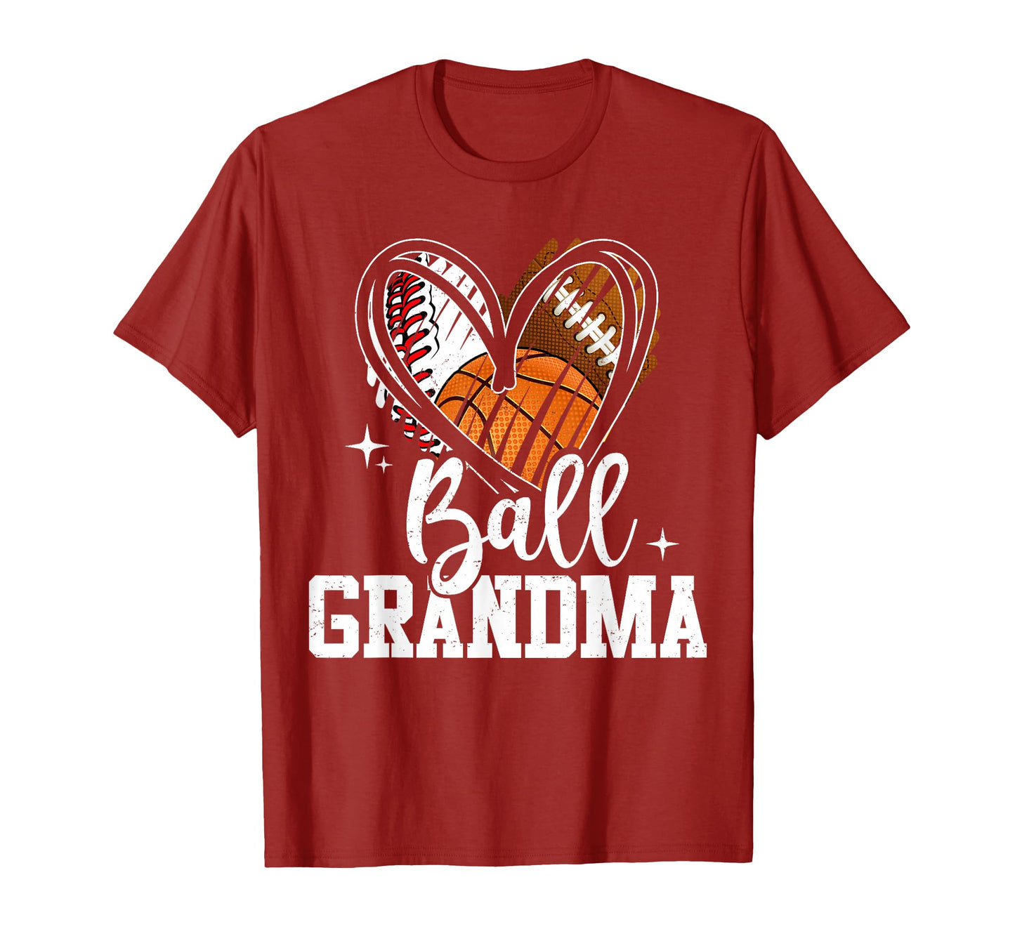 Ball Grandma Baseball Football Basketball Heart T-Shirt