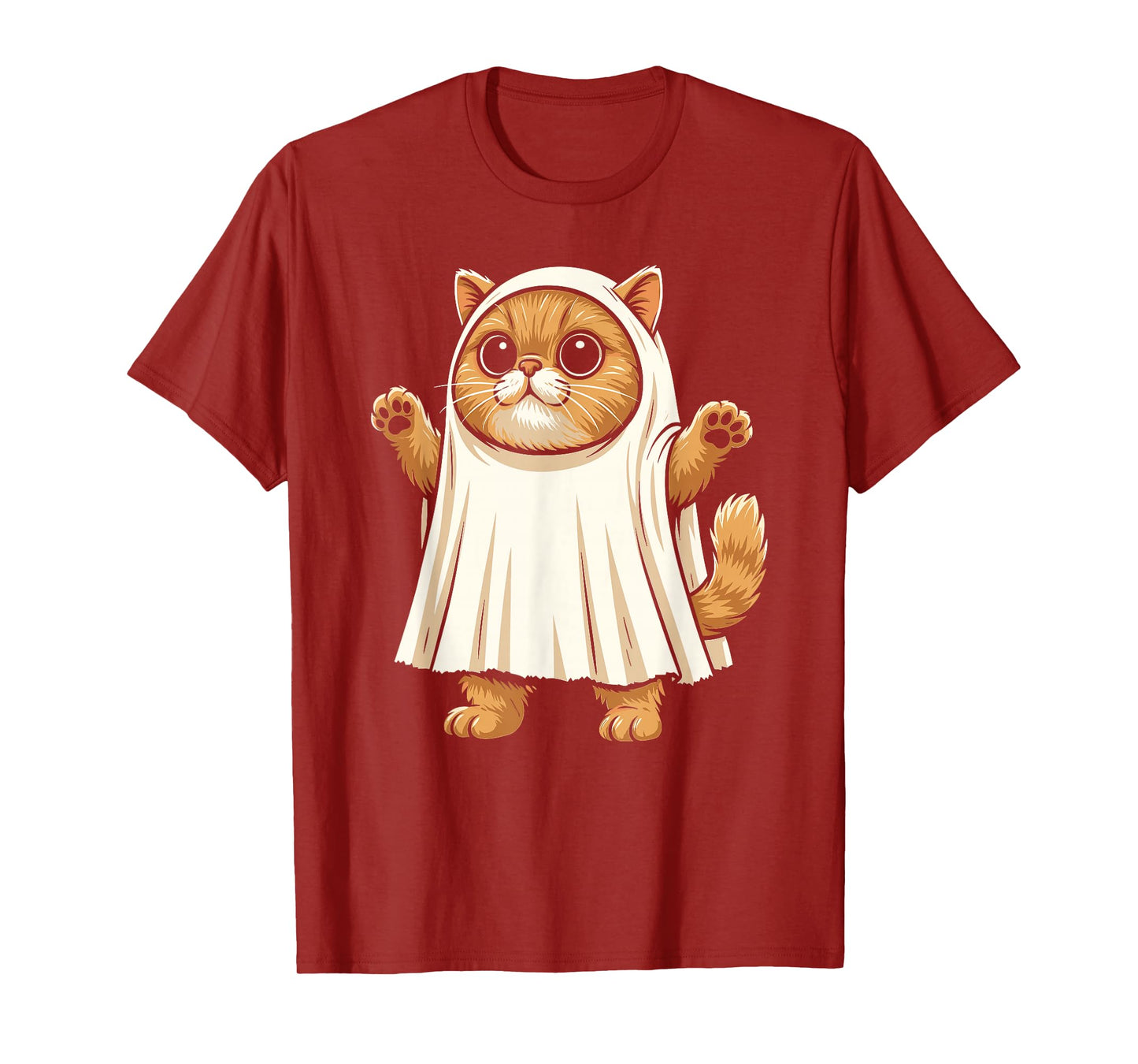 Sheet Ghost Cat Men Women Kids Teens Funny Halloween T-Shirt