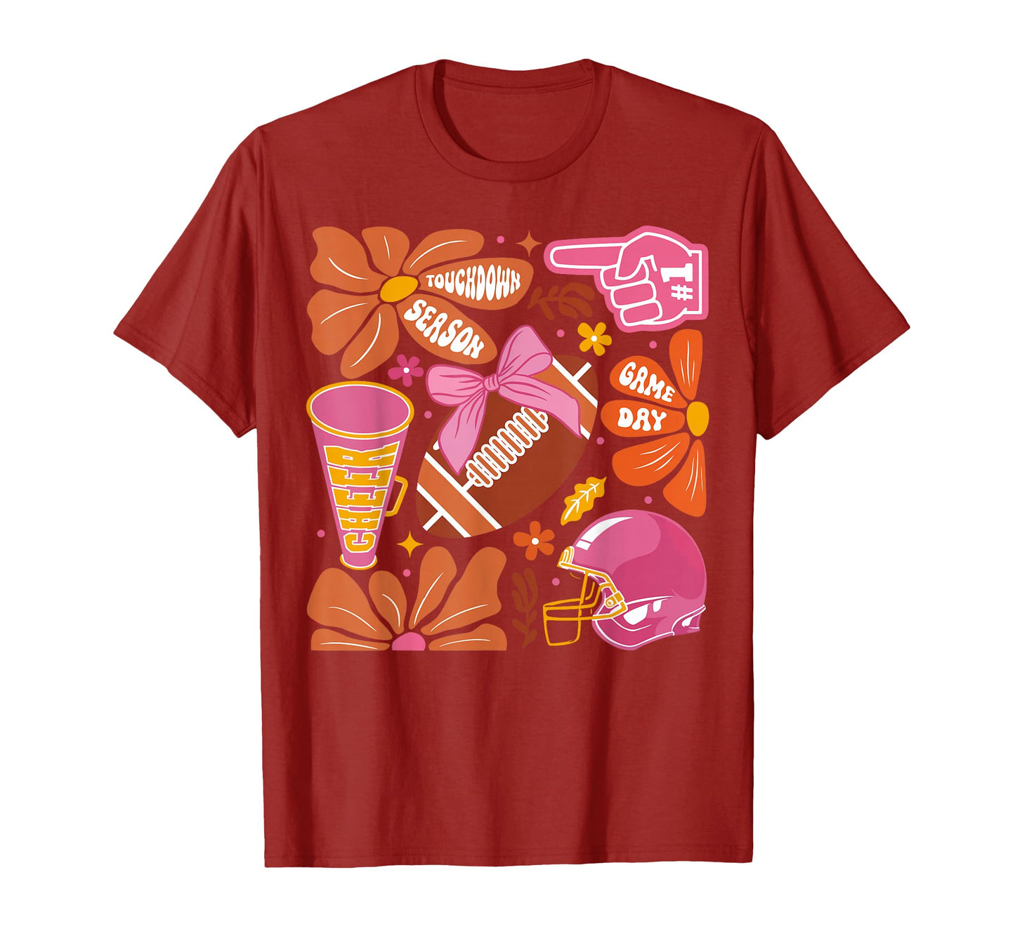 Touchdown Season Football Game Day Coquette Bow Fall Boho T-Shirt