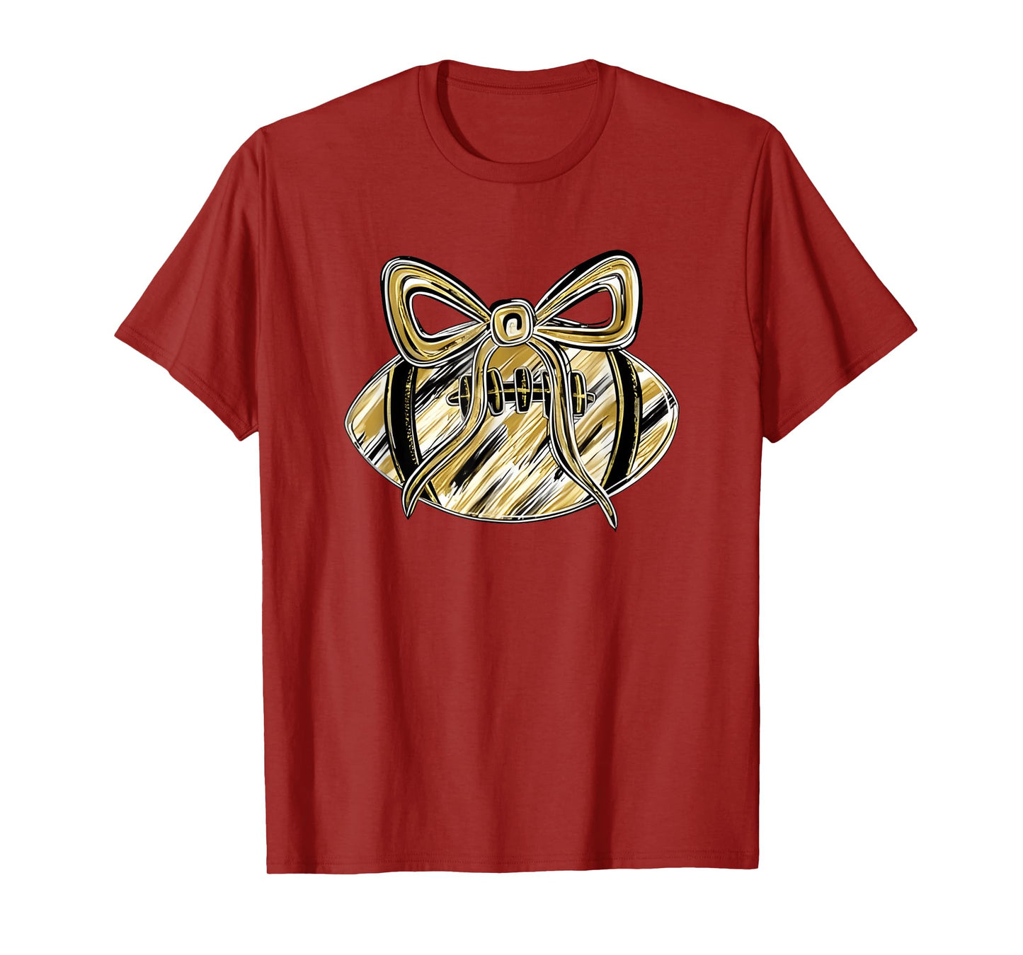 Gold Black Football Game Day Touchdown Season Coquette Bow T-Shirt