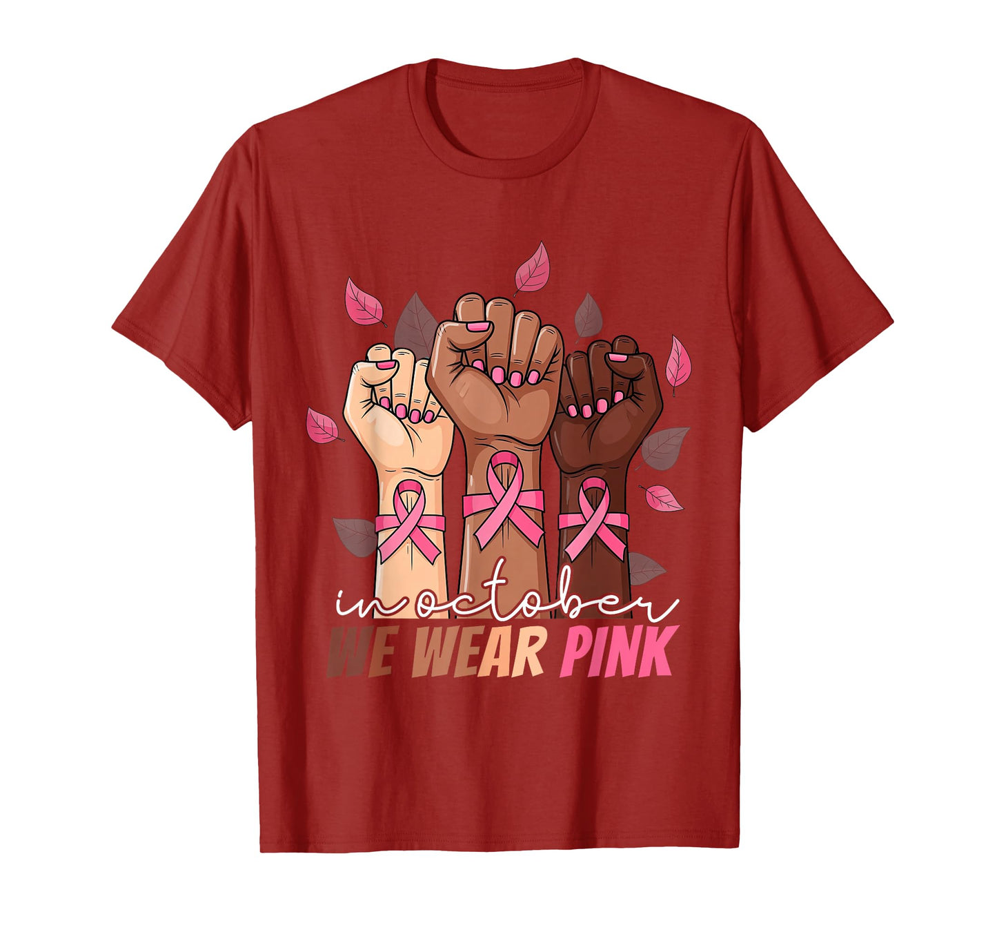In October We Wear Pink Breast Cancer Awareness Black Women T-Shirt