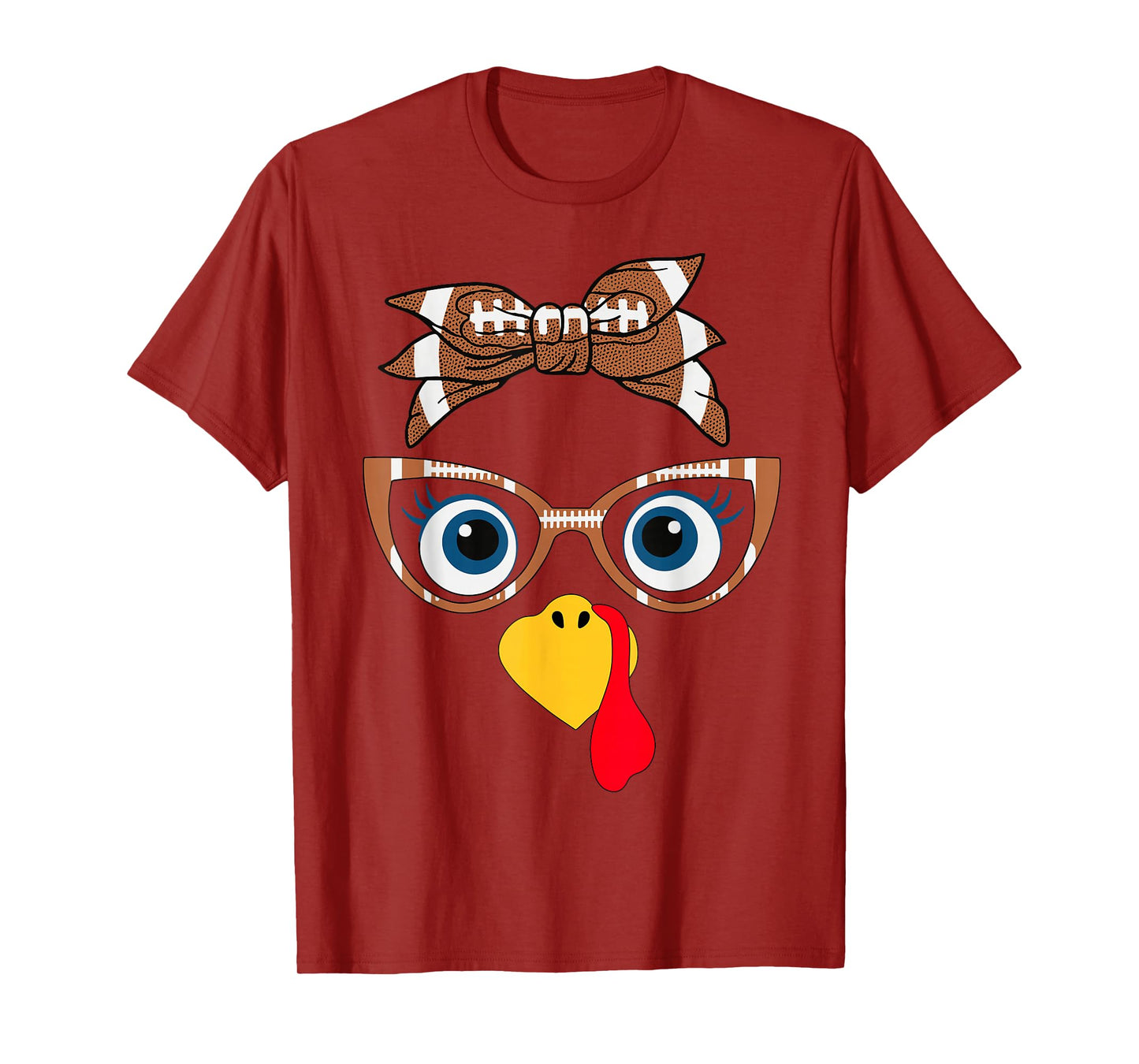 Funny Thanksgiving Turkey Face Family Football Women Girls T-Shirt