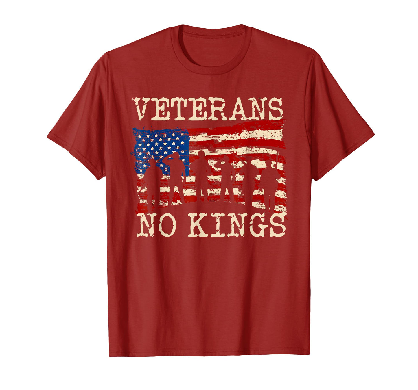 Veterans No Kings Vintage Military America Flag Veterans Day T-Shirt