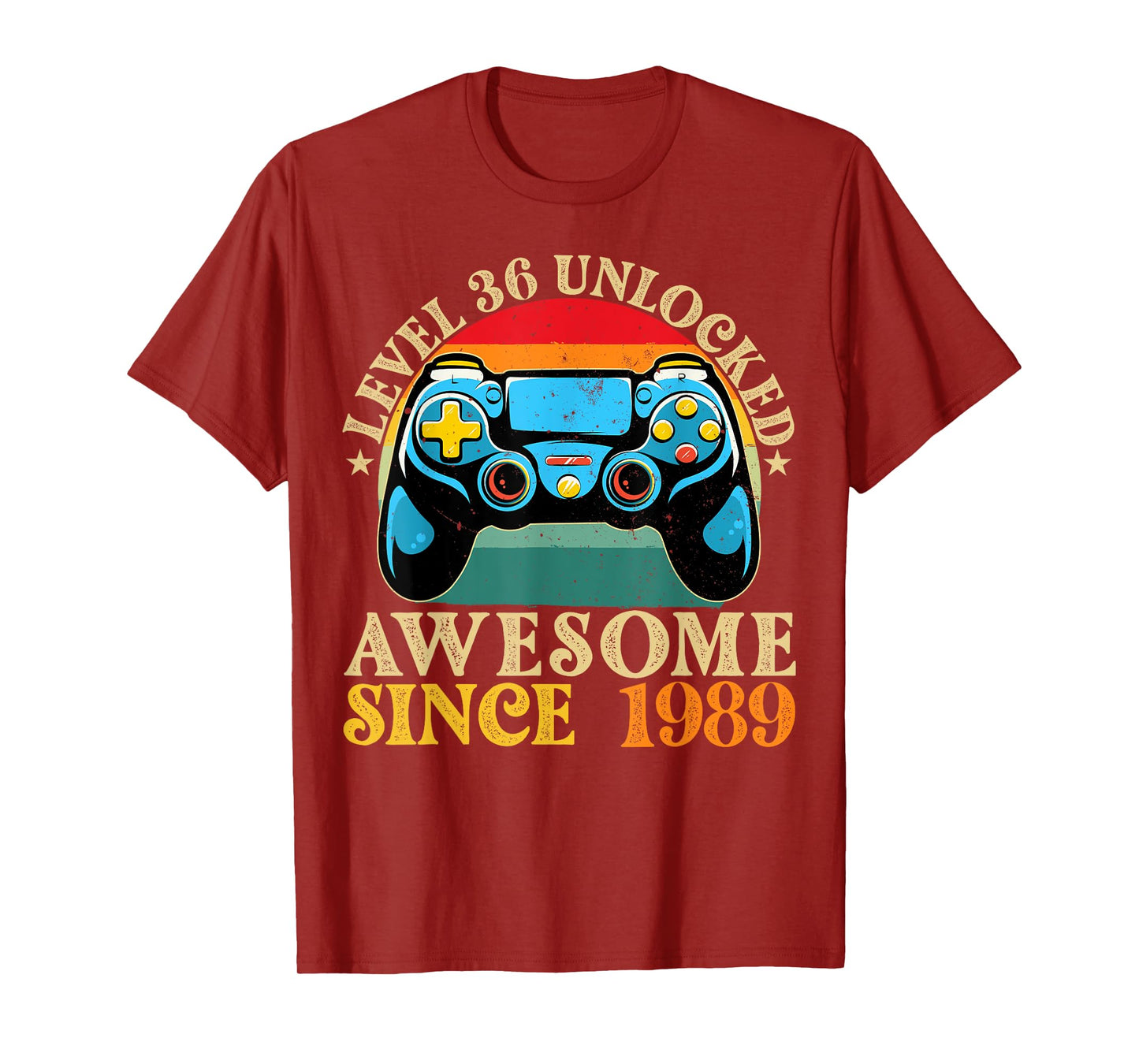Level 36 Unlocked Awesome Since 1989 36th Birthday Gamer T-Shirt