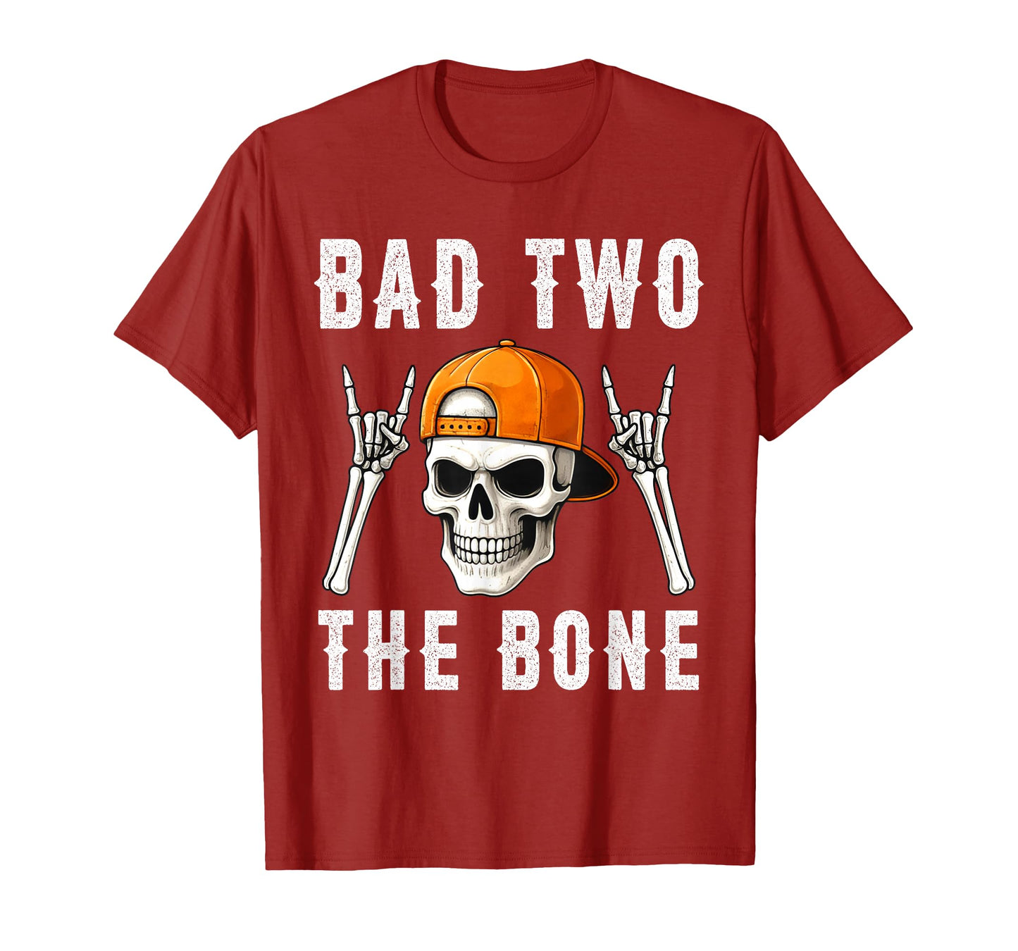 Bad Two The Bone Skull with Cap Halloween 2nd Birthday Boy T-Shirt