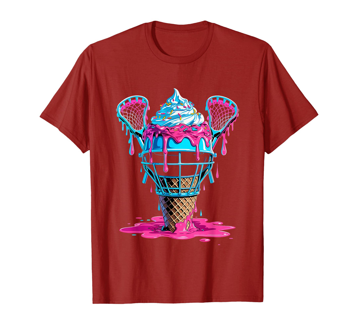 Lacrosse Ice Cream Drip Helmet Sticks Sports Fans Players T-Shirt