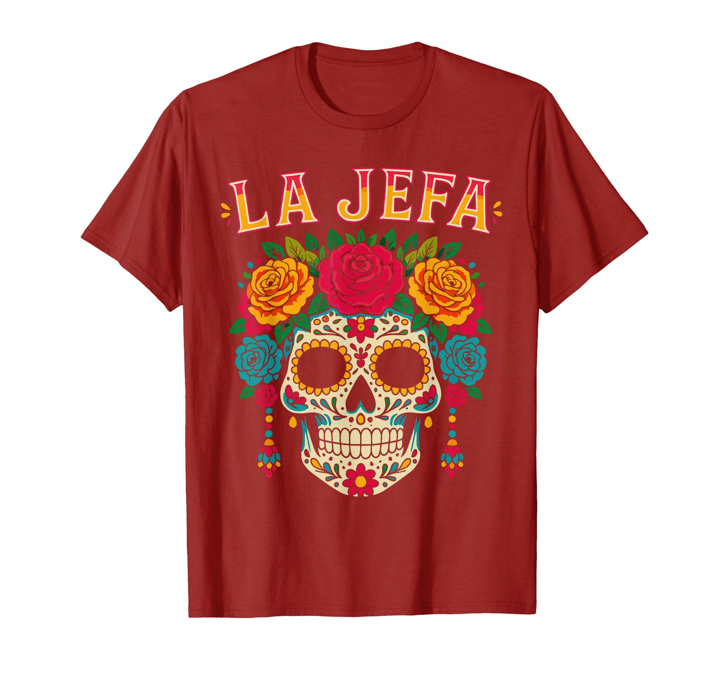 Sugar Skull La Jefa Shirt Women, Dia De Los Muertos Mexican T-Shirt