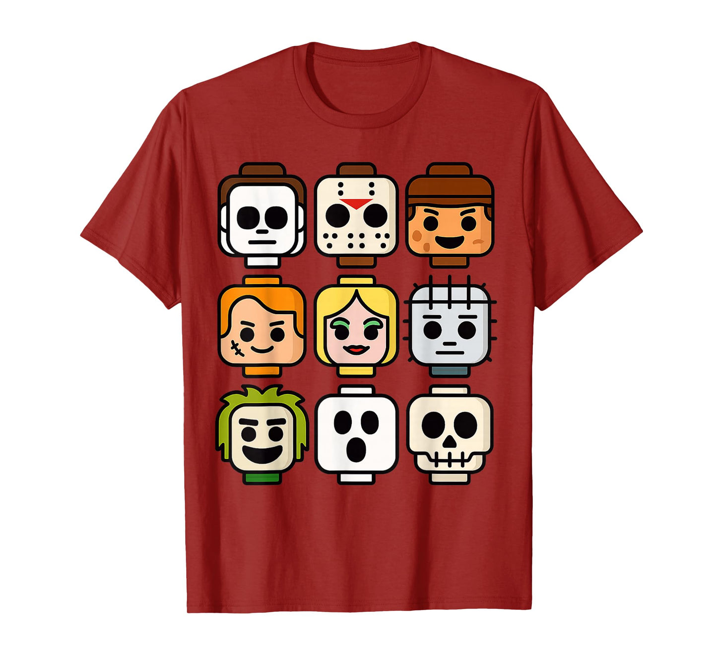 Halloween Building Brick Head Pumpkin Ghost Zombie Boys T-Shirt