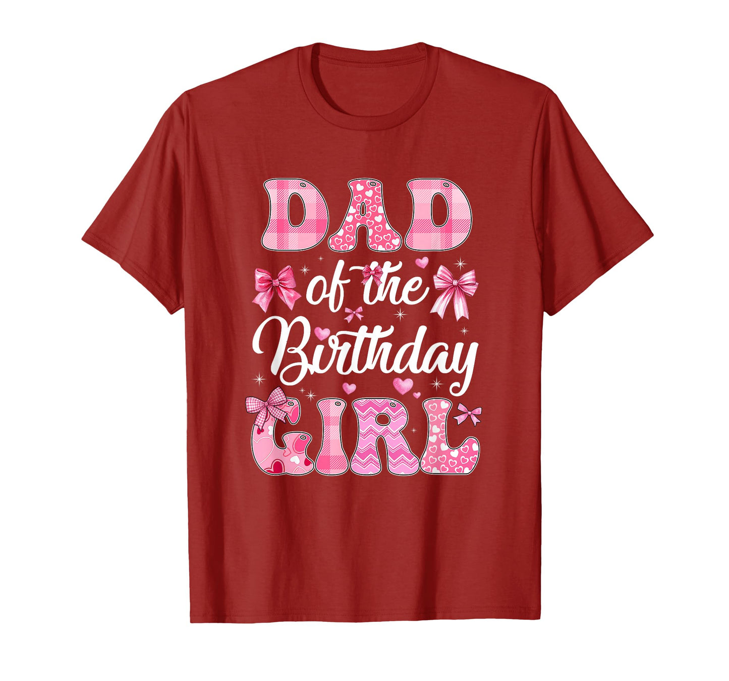 Dad Of The Birthday Girl Family Pink Coquette Bow T-Shirt