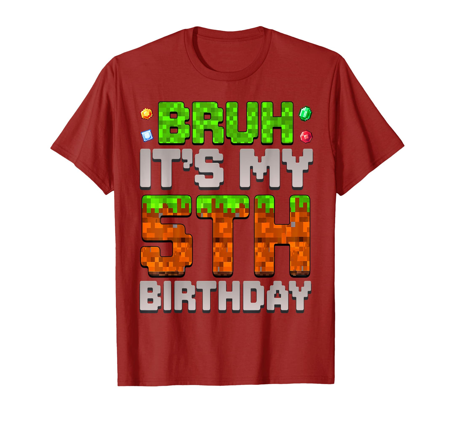 Funny Birthday Boy Bruh It's My 5th Birthday Gamer Pixel T-Shirt