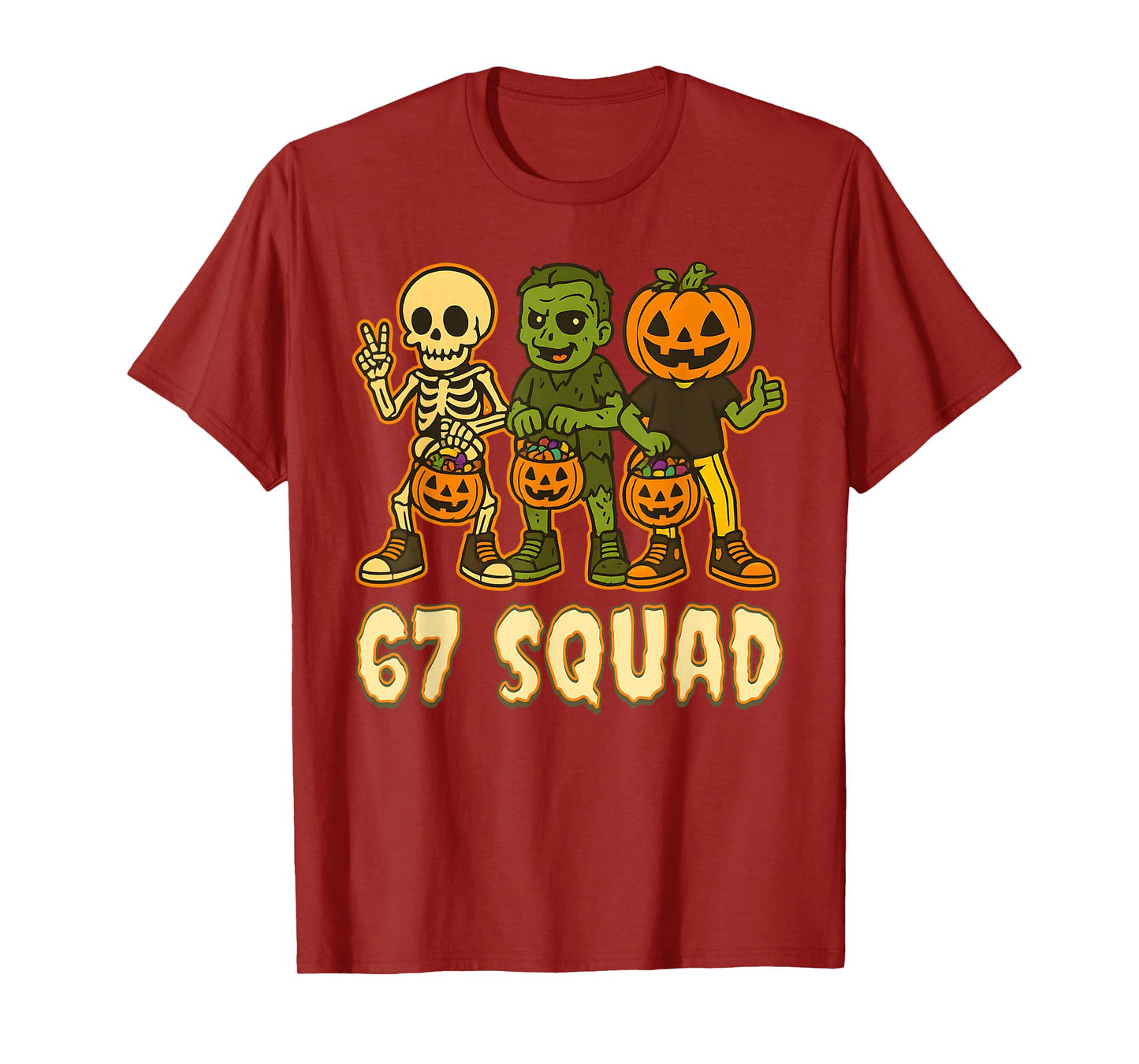 67 Halloween Squad Pumpkin Six Seven Boys Brainrot Meme Kids T-Shirt