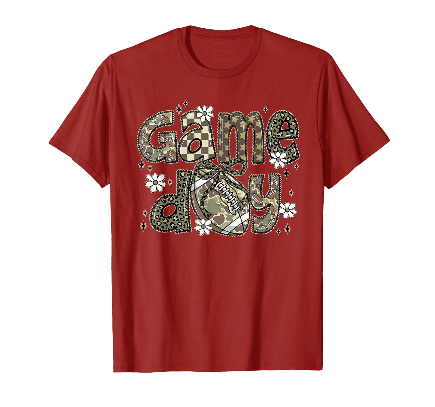 Camo Coquette Bow Football Season Camo Game Day Fall Autumn T-Shirt