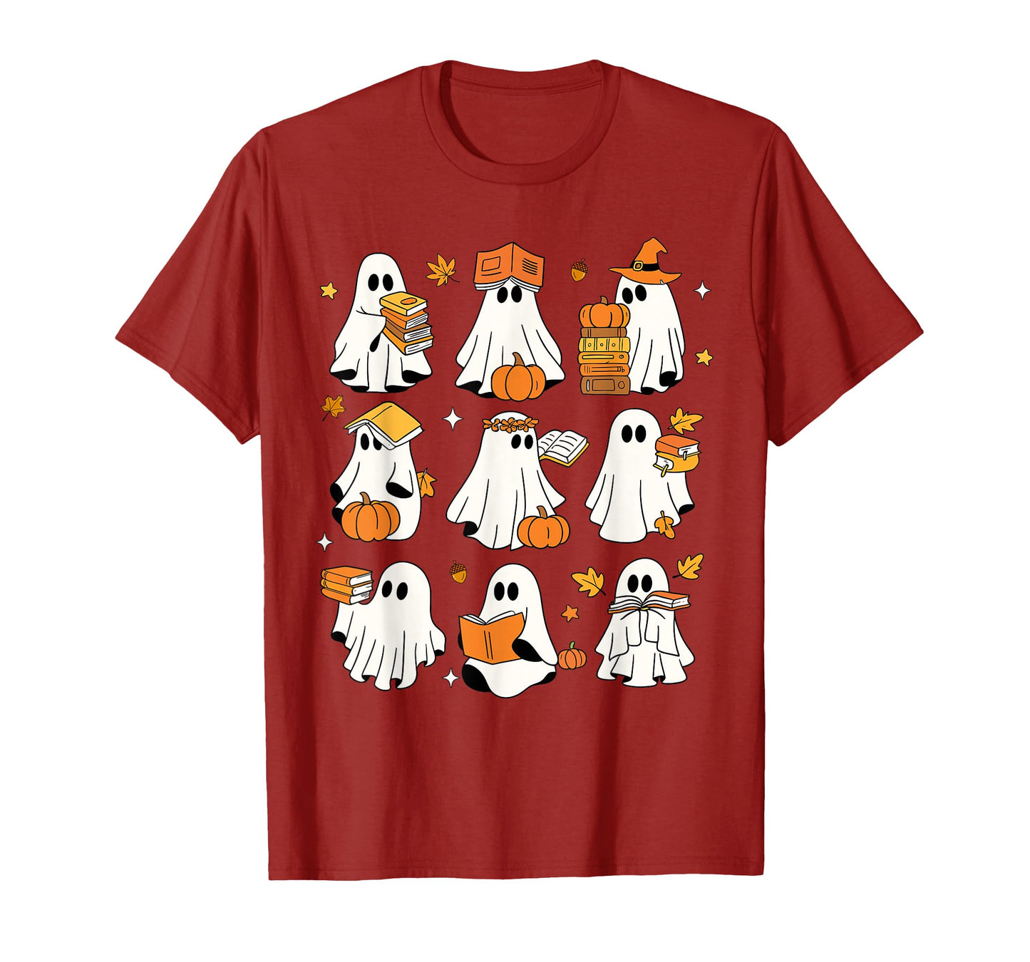 Funny Ghost Book Reading Halloween Books Lover Teacher Kids T-Shirt