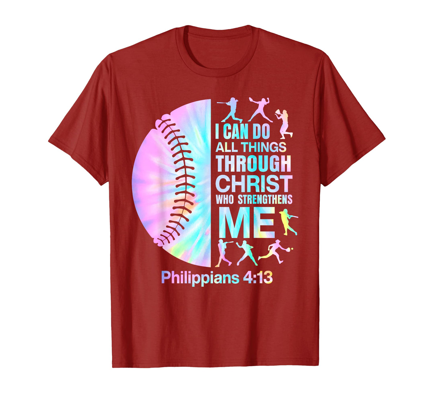 Christian I Can Do All Things Through Jesus Tie Dye Baseball T-Shirt