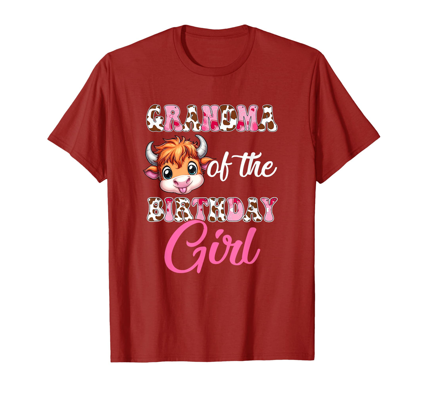 Grandma Of The Birthday Girl Highland Cow Farm 1St Birthday T-Shirt
