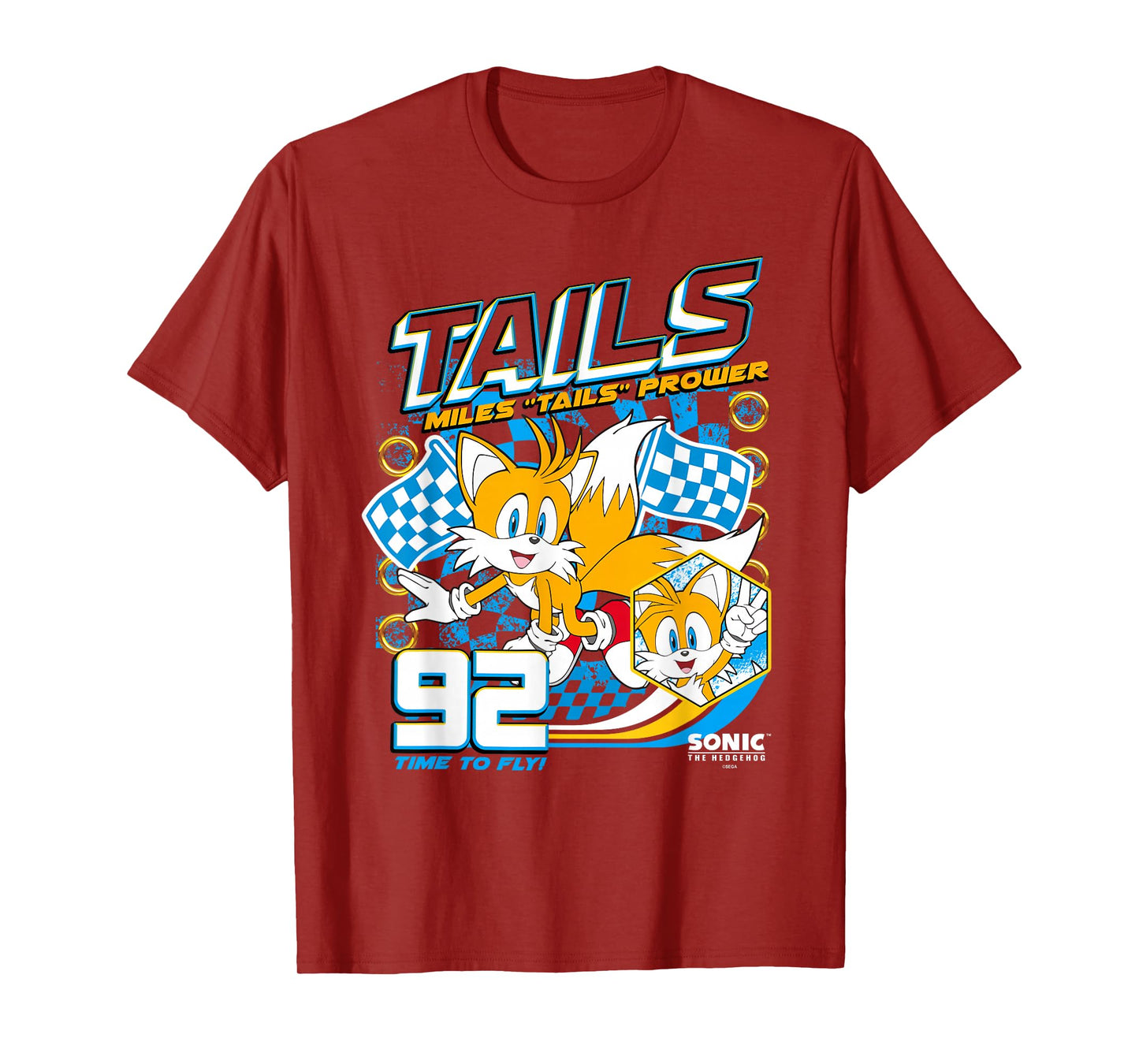 Sonic The Hedgehog Miles 'Tails' Prower 92 Racing Poster T-Shirt