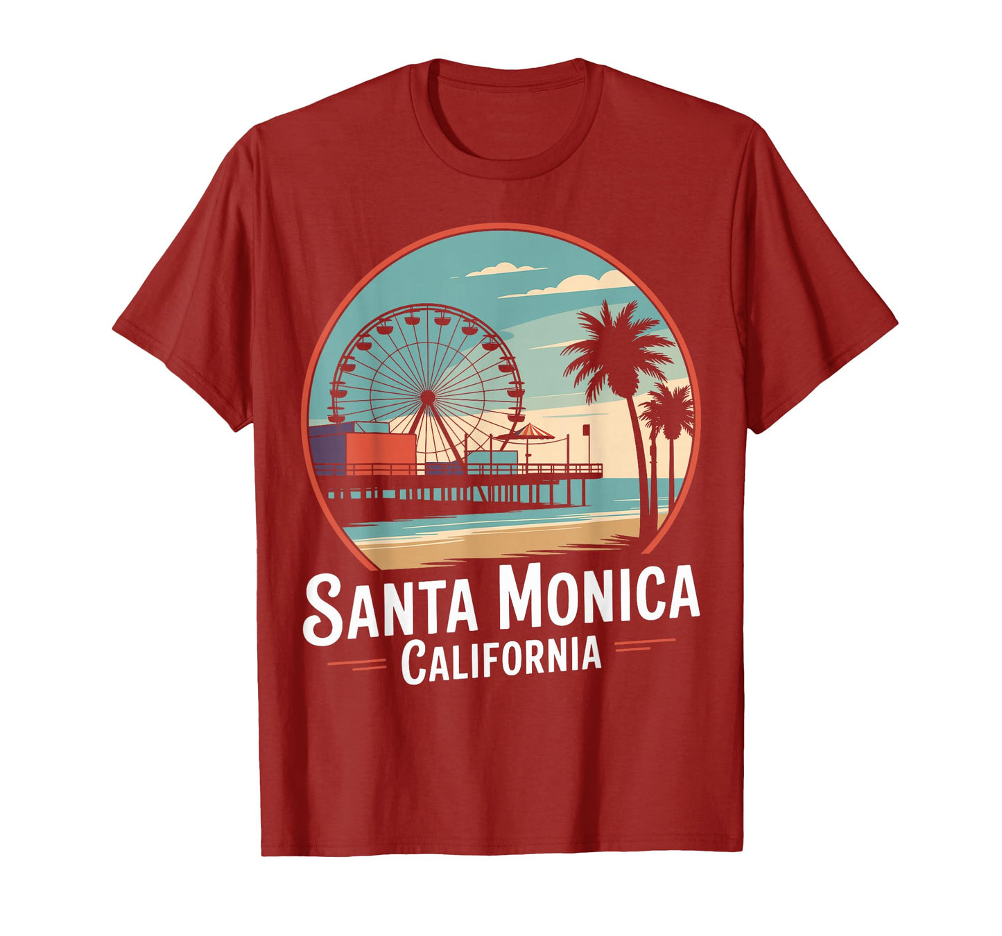 Santa Monica Pier California Retro Beach Souvenir T-Shirt