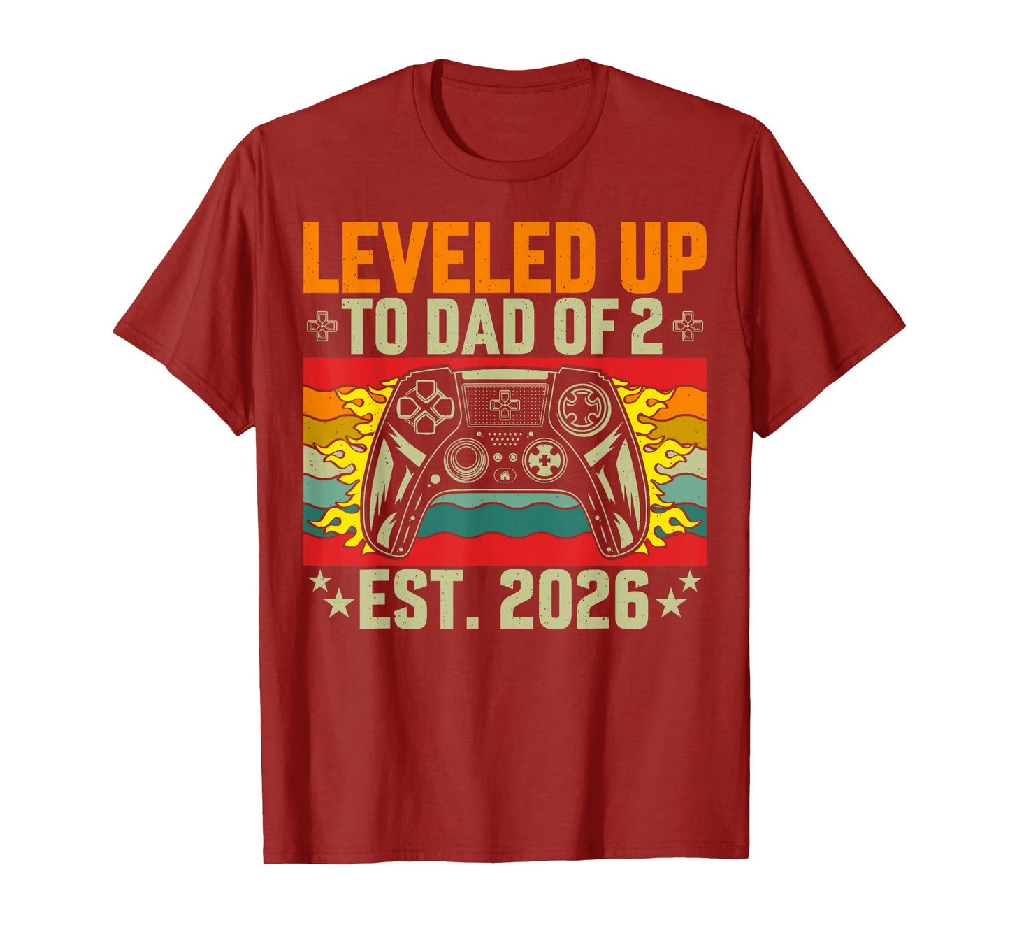 Leveled Up to Dad of 2 Two Daddy Again 2026 Father's Day T-Shirt