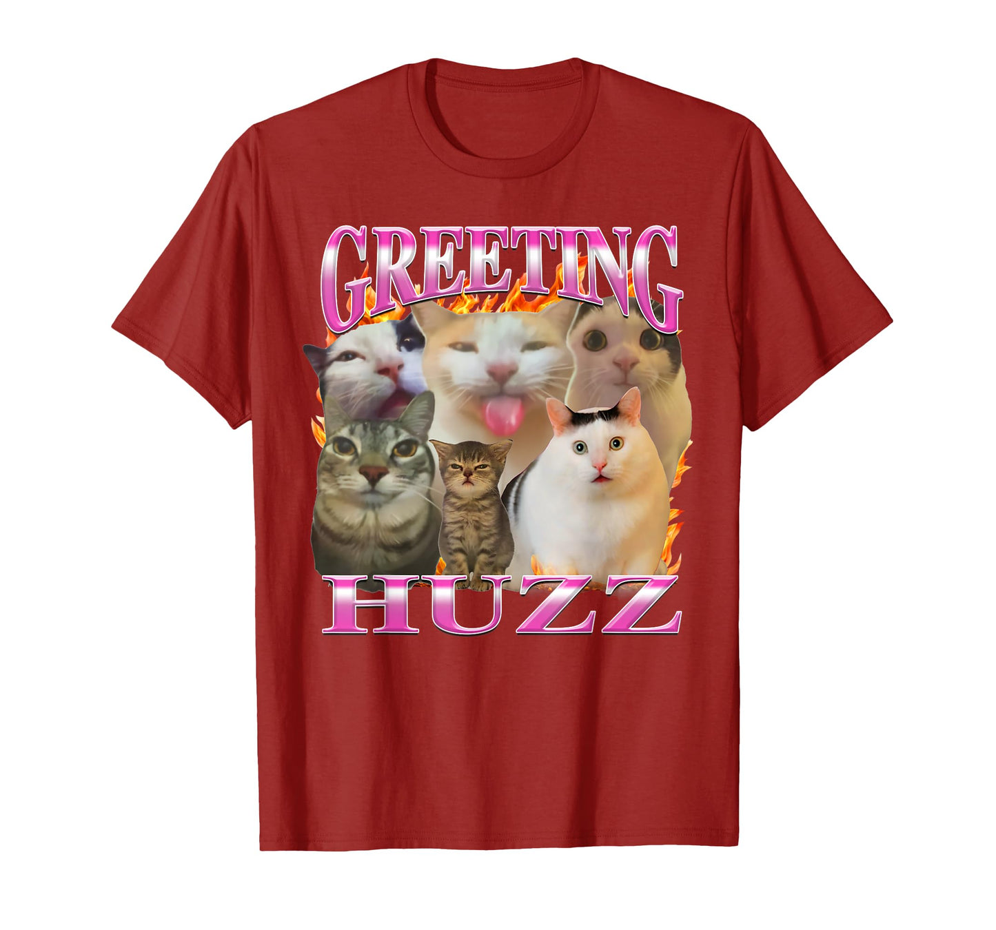 Greetings Huzz Funny Cat Meme Bootleg Graphic Men Women T-Shirt