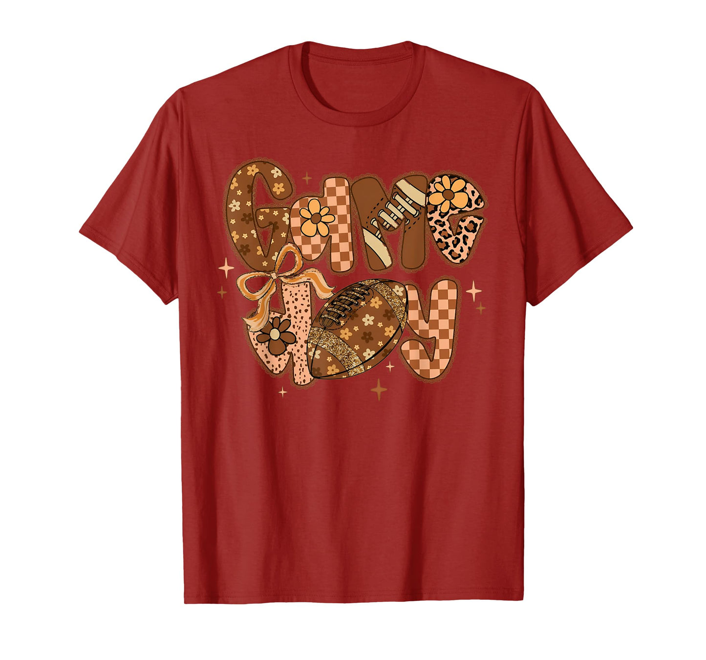 Football Game Day Fall Vibes Touchdown Season Coquette Bow T-Shirt