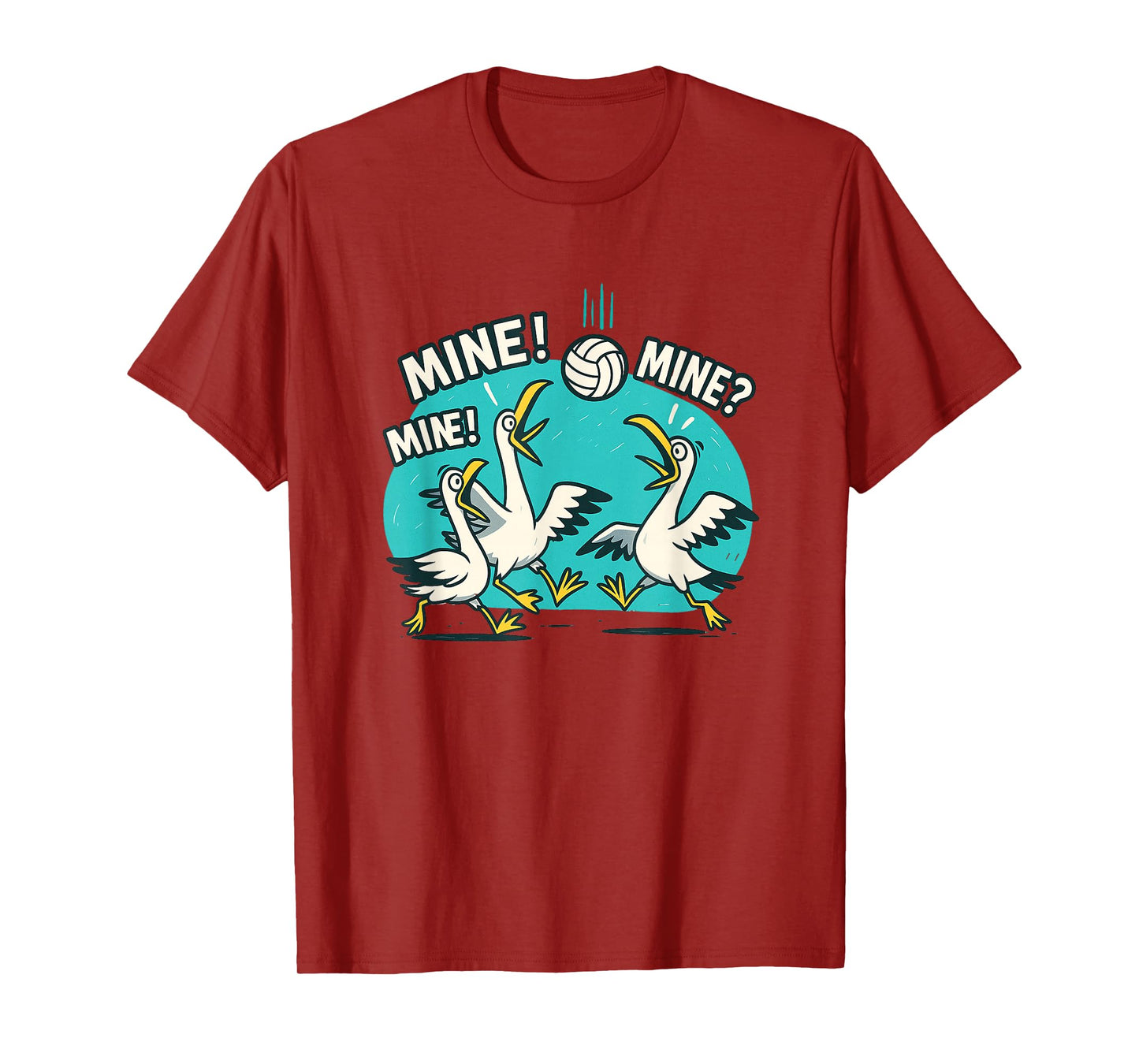 Funny Bird Playing Volleyball Seagull Albatross T-Shirt