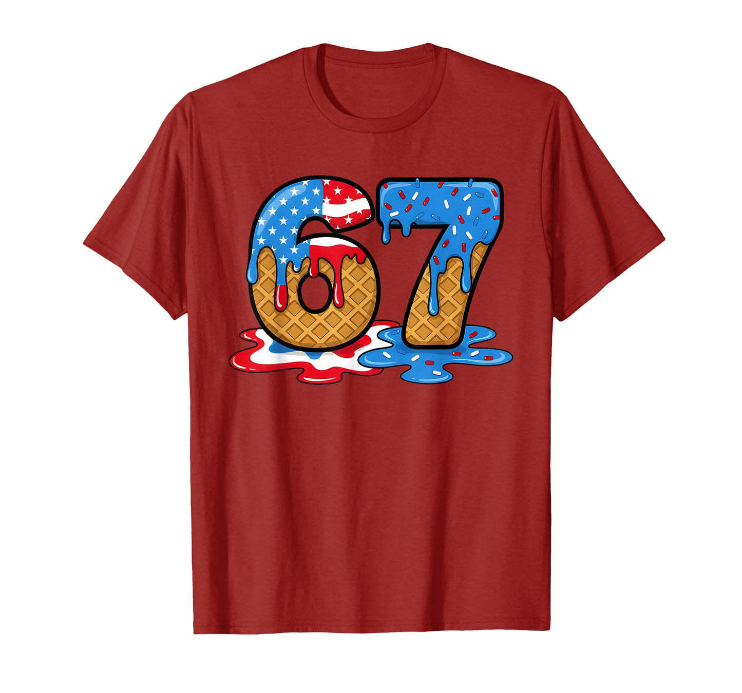67 Ice Cream Drip Meme Funny Six Seven Gen Alpha Slang T-Shirt