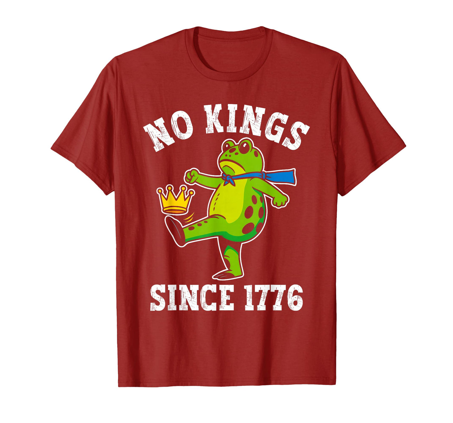 No Kings Since 1776 Portland Frog Kicking Crown Retro T-Shirt