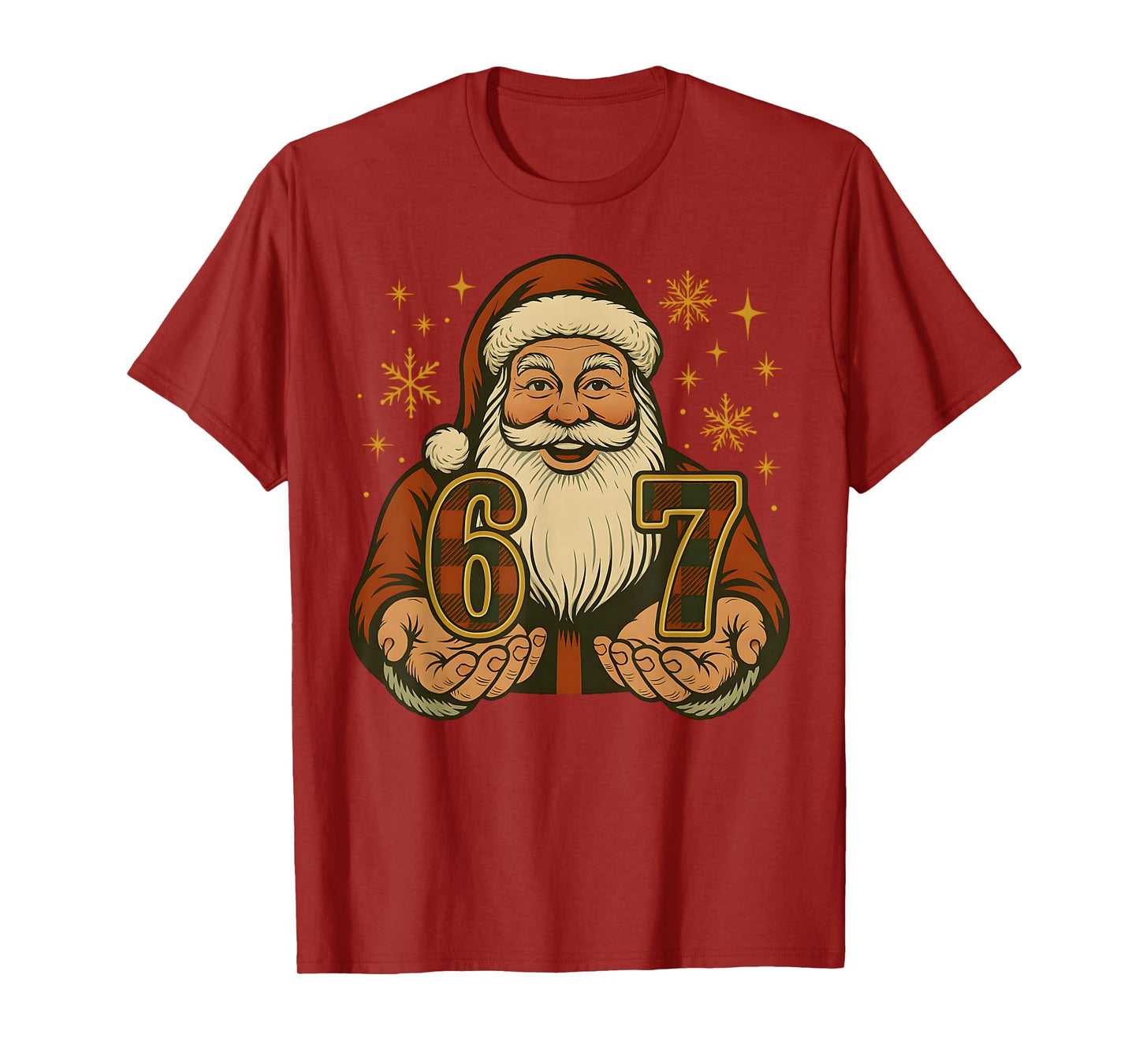 Funny 67 Christmas Santa Claus Hands Six Seven Meme Numbers T-Shirt