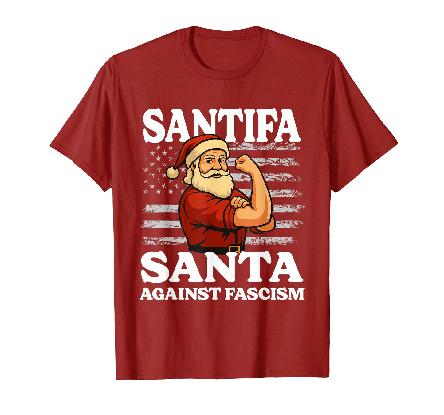 Funny Santifa Santa Against Fascism Flag Resist No Kings T-Shirt