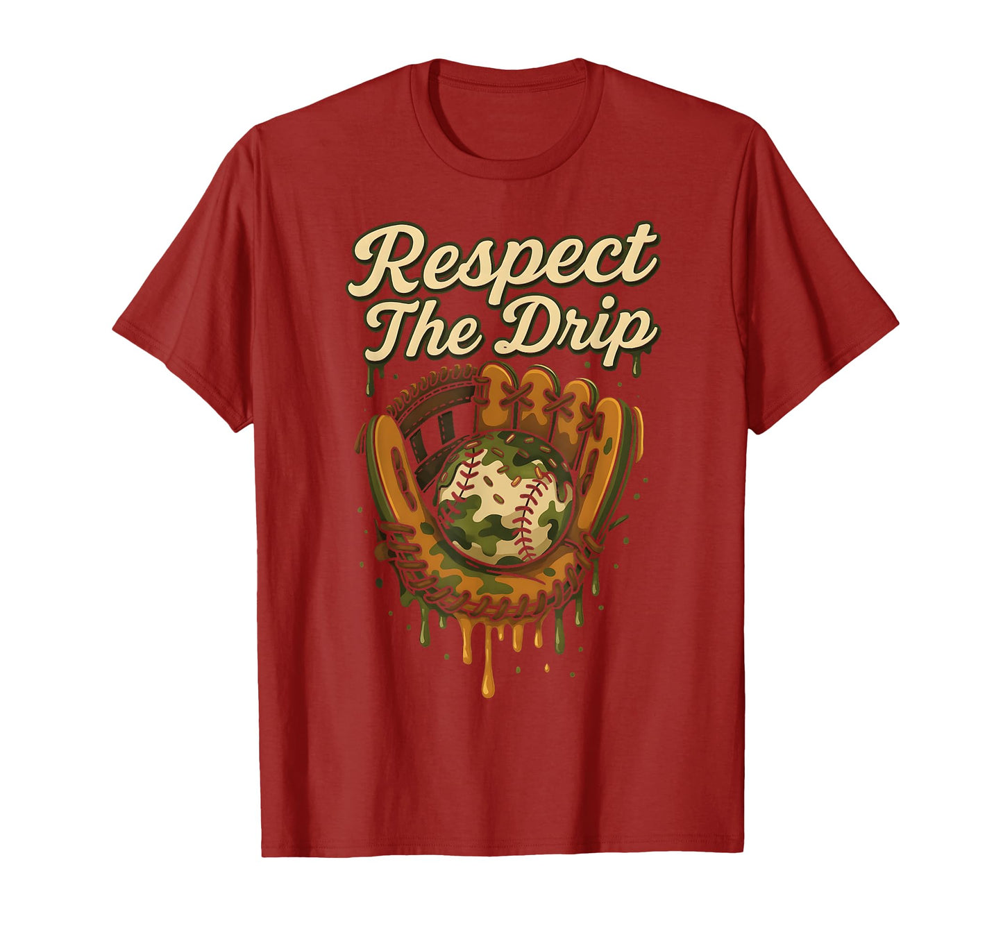 Baseball Drip Camo Baseball Glove Boys Sports Cool Game Day T-Shirt