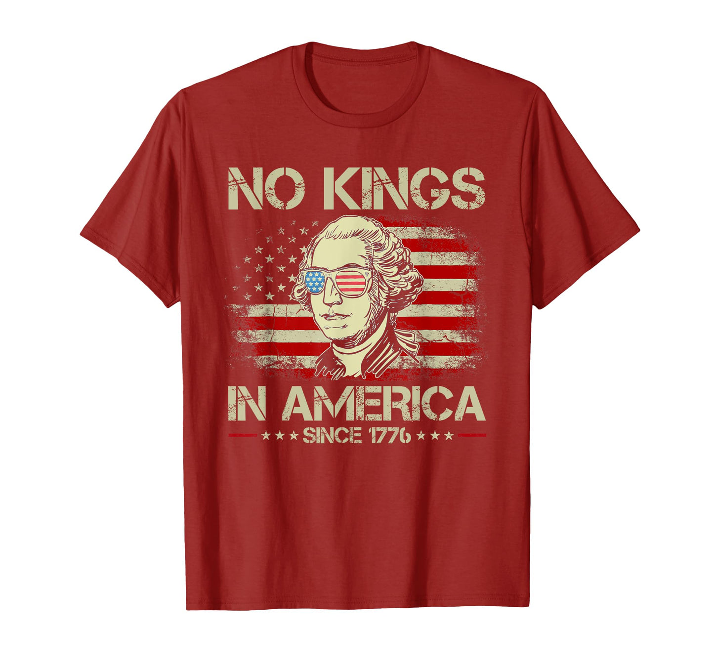 No Kings In America Since 1776 George Washington USA Flag T-Shirt