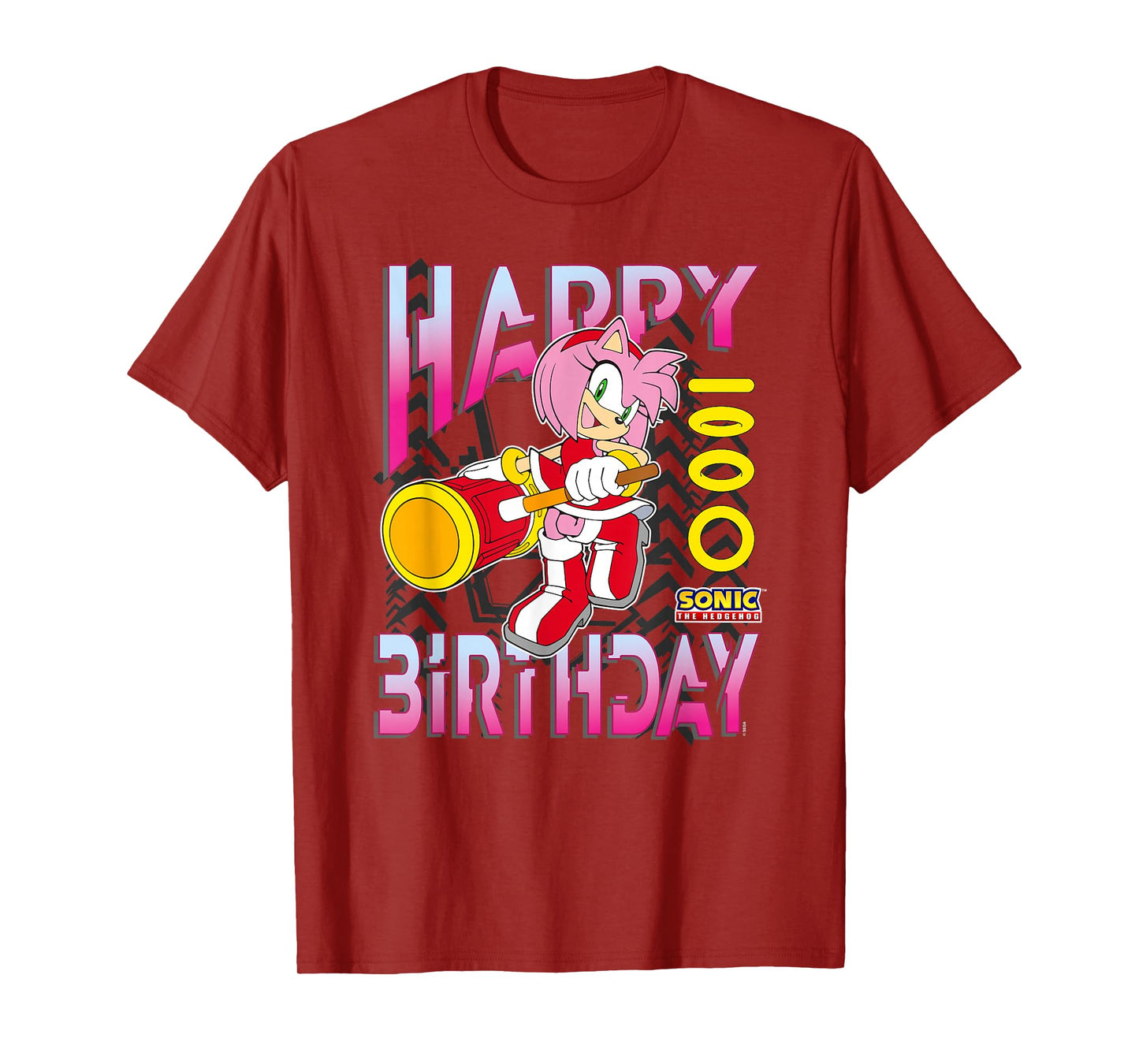 Sonic The Hedgehog Happy Birthday Amy Grid Chest Poster T-Shirt
